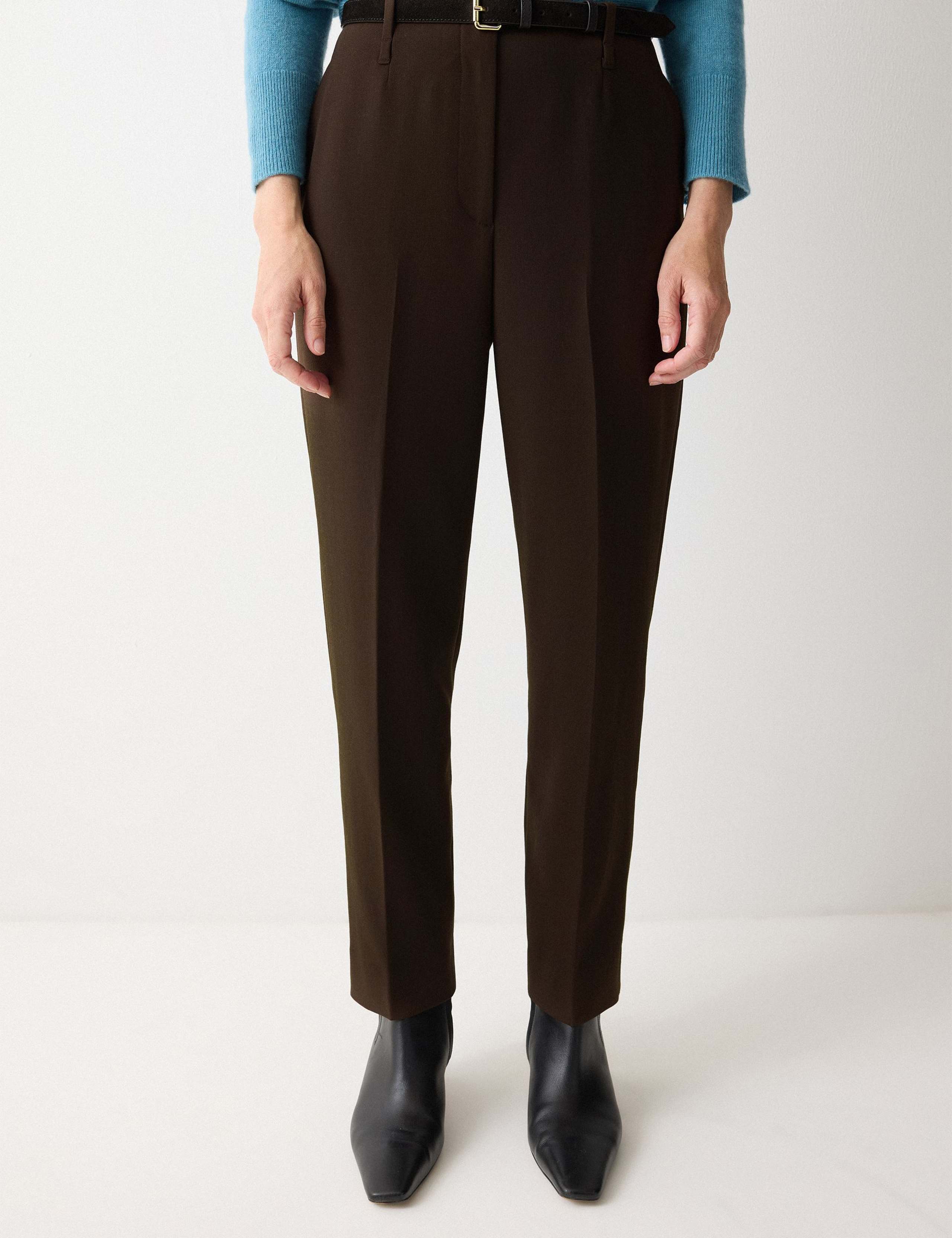 Crepe Straight Leg Ankle Grazer Trousers 1 of 5