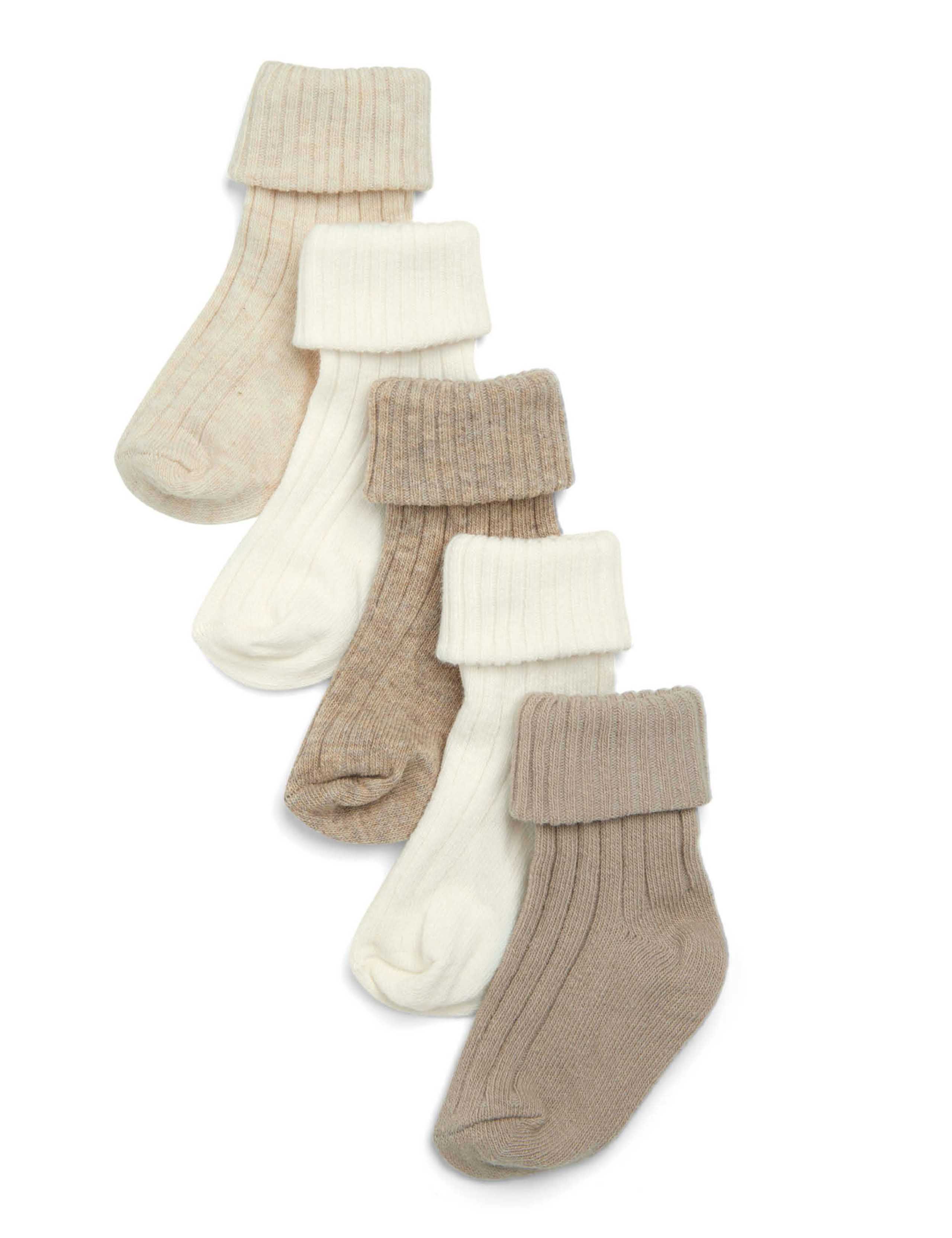 5pk Cotton Rich Ribbed Socks (0-12 Mths) 2 of 2