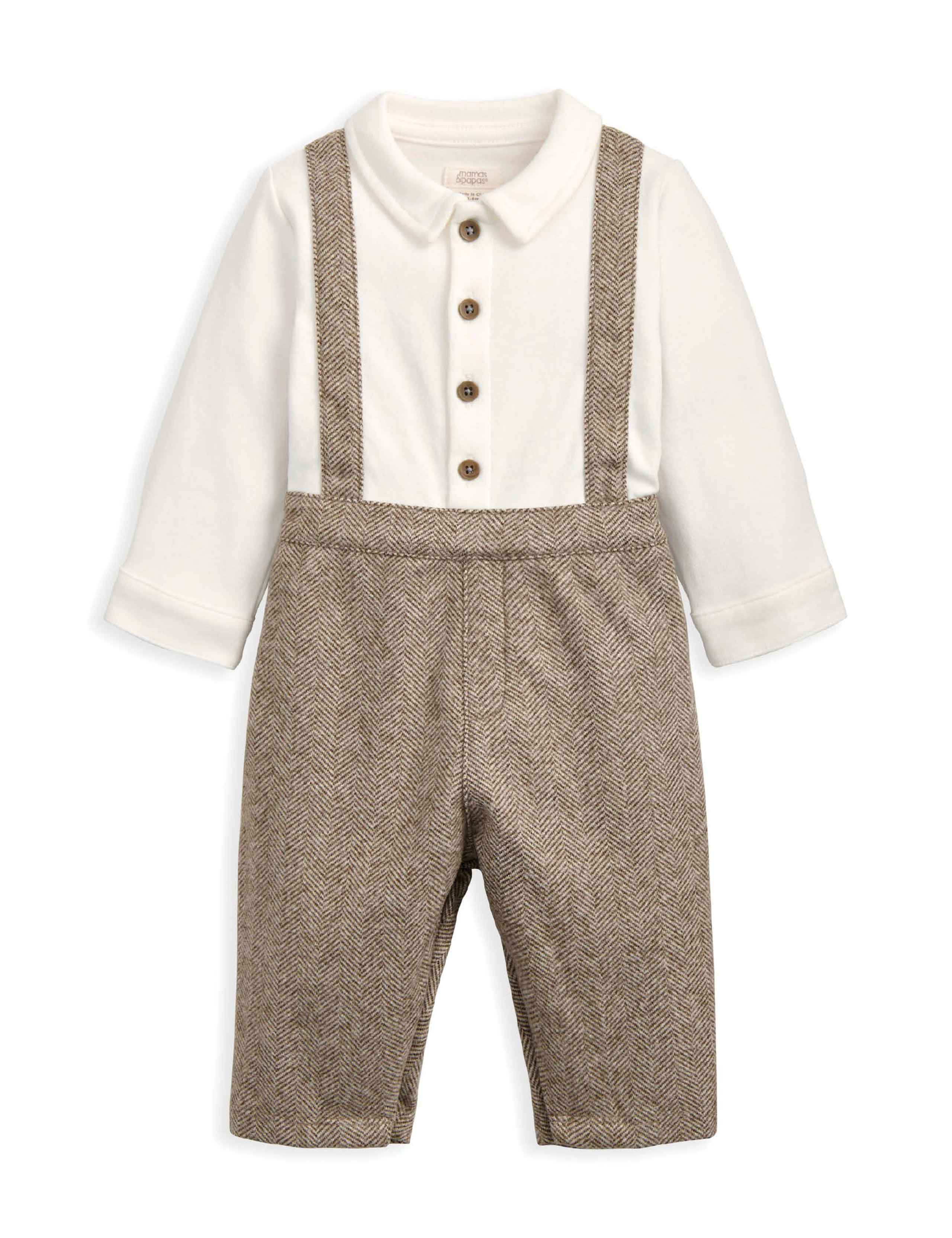 Pure Cotton Mock Shirt Romper (0-18 Mths) 2 of 2