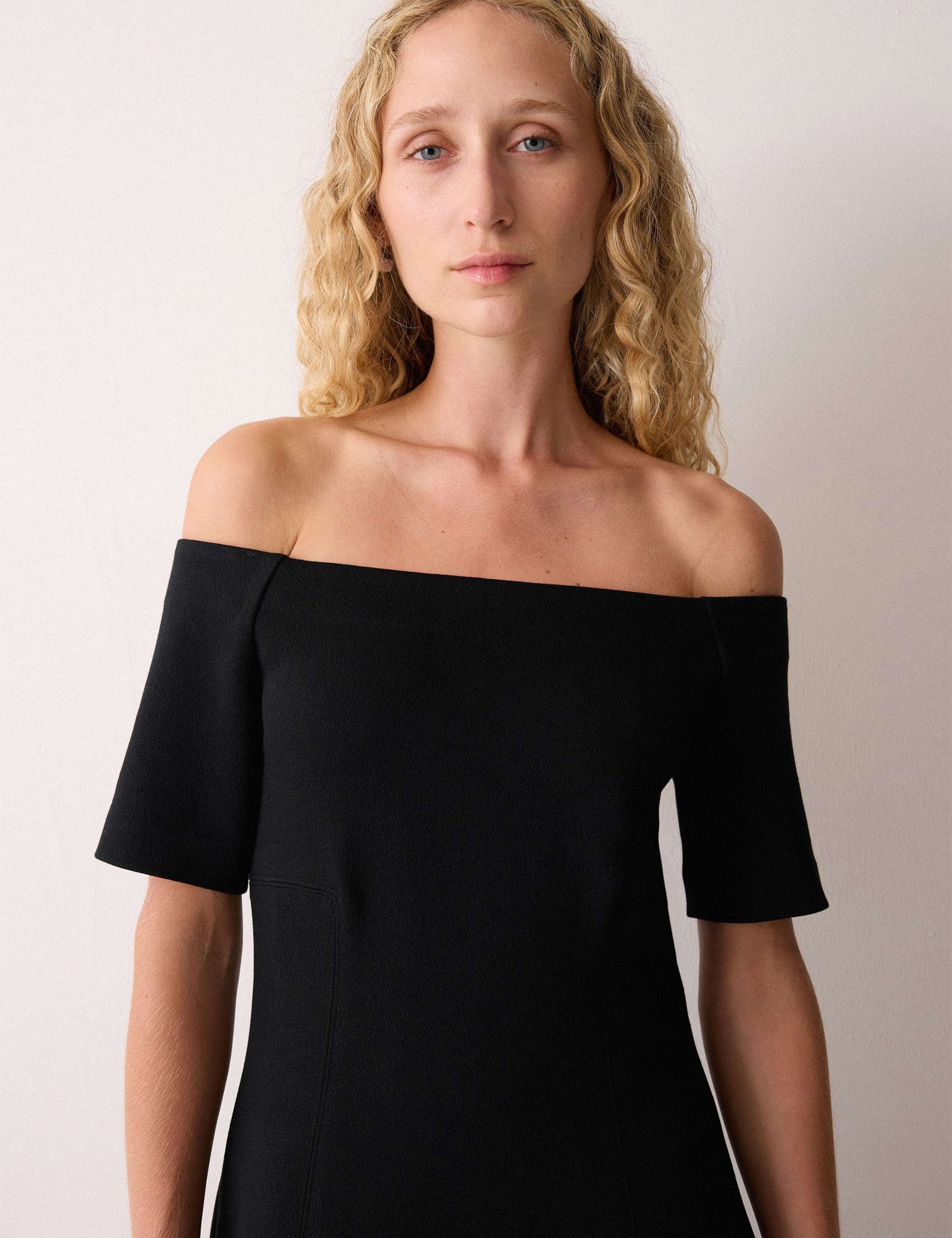 Crepe Bardot Midi Dress 3 of 5