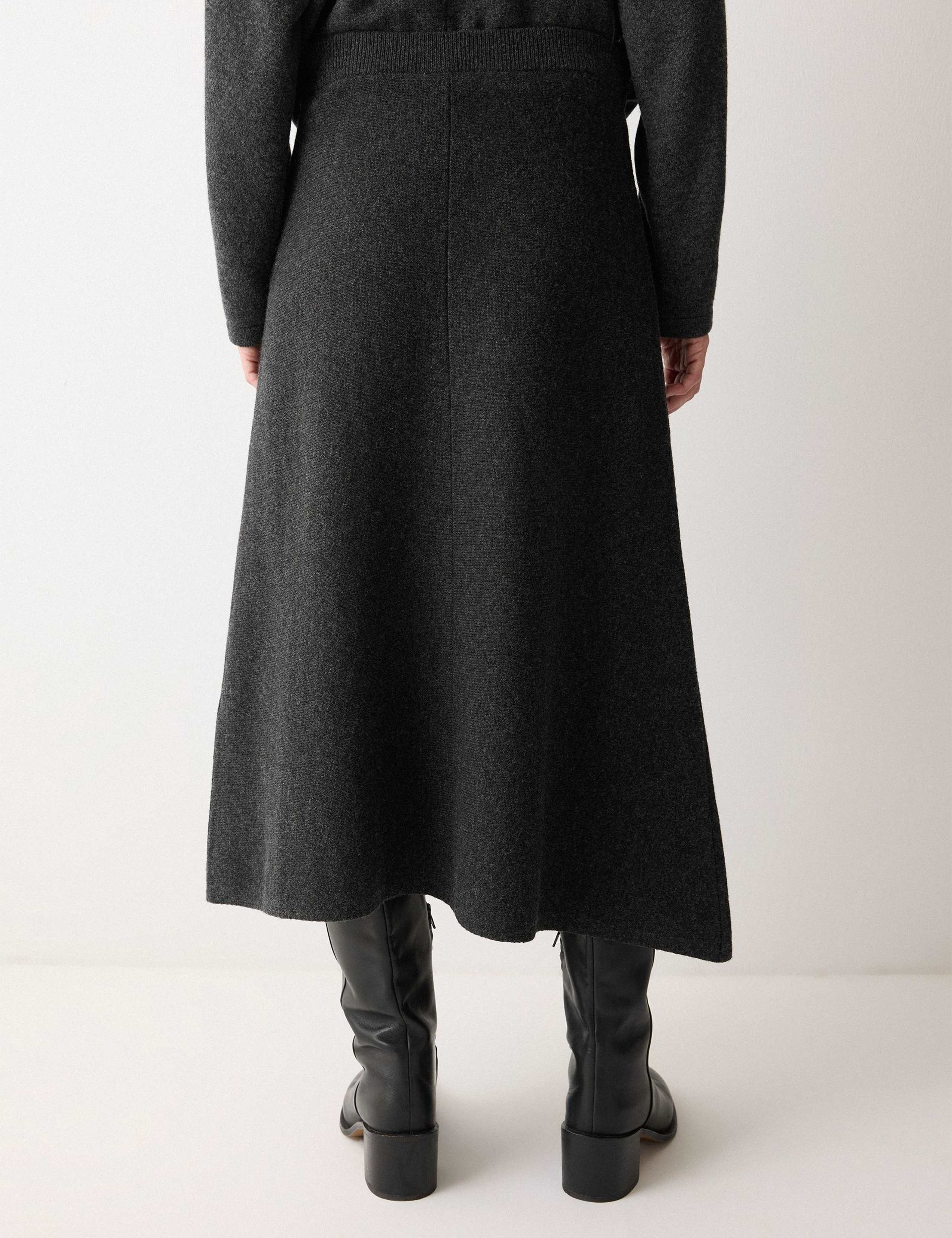 Pure Wool Overlap Seam Midi A-Line Skirt 5 of 5