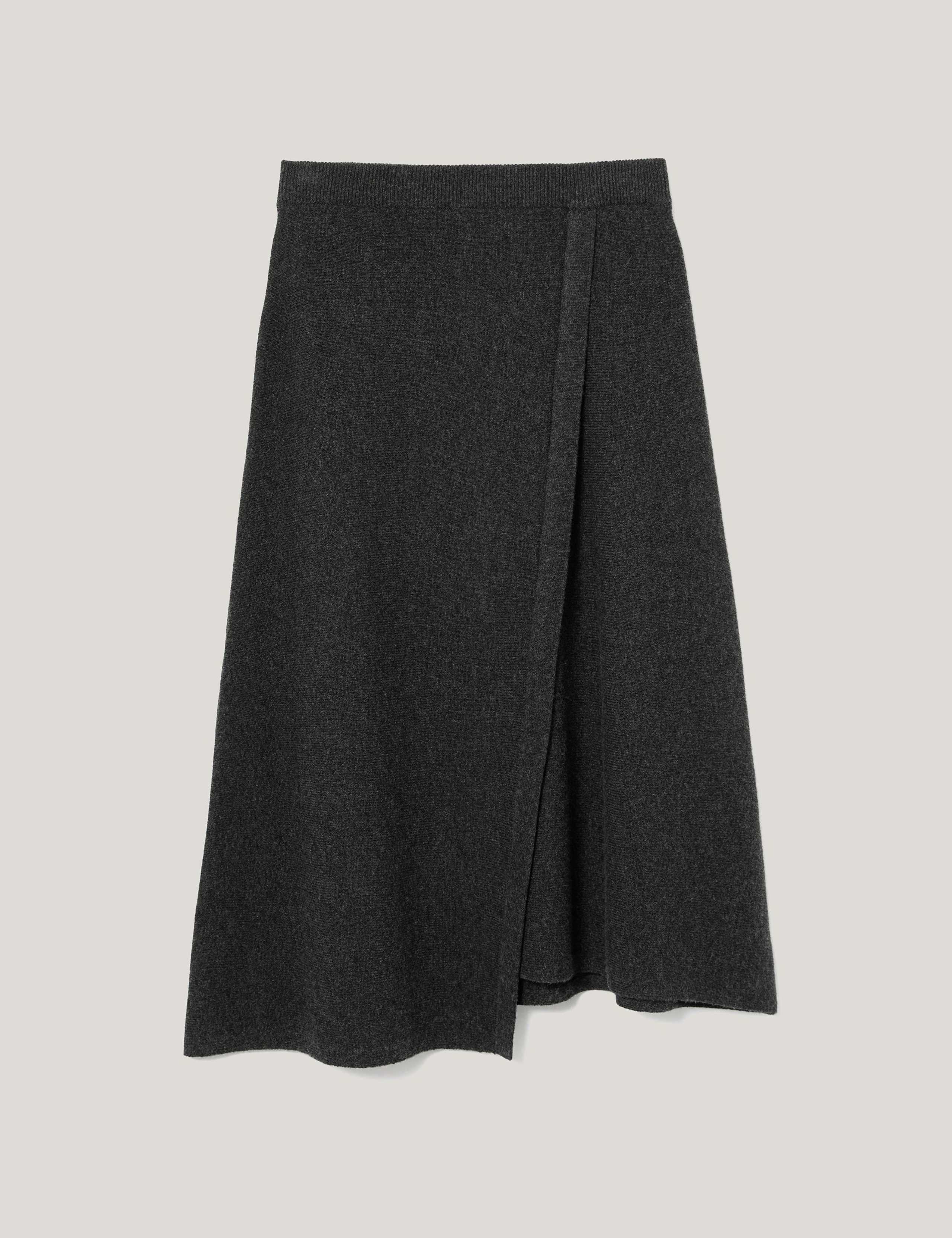 Pure Wool Overlap Seam Midi A-Line Skirt 2 of 5