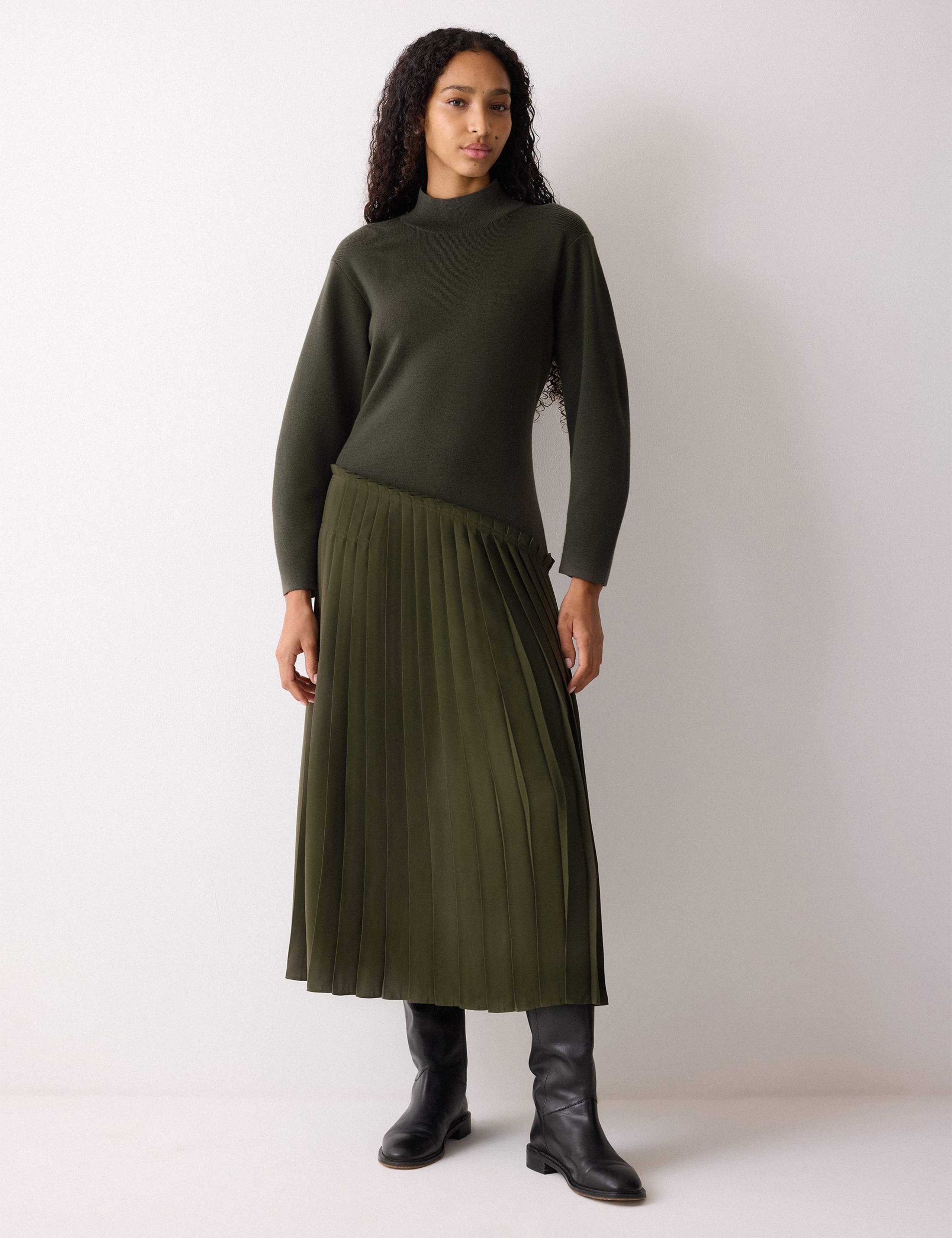 Wool Rich Pleated Midi Jumper Dress 1 of 6