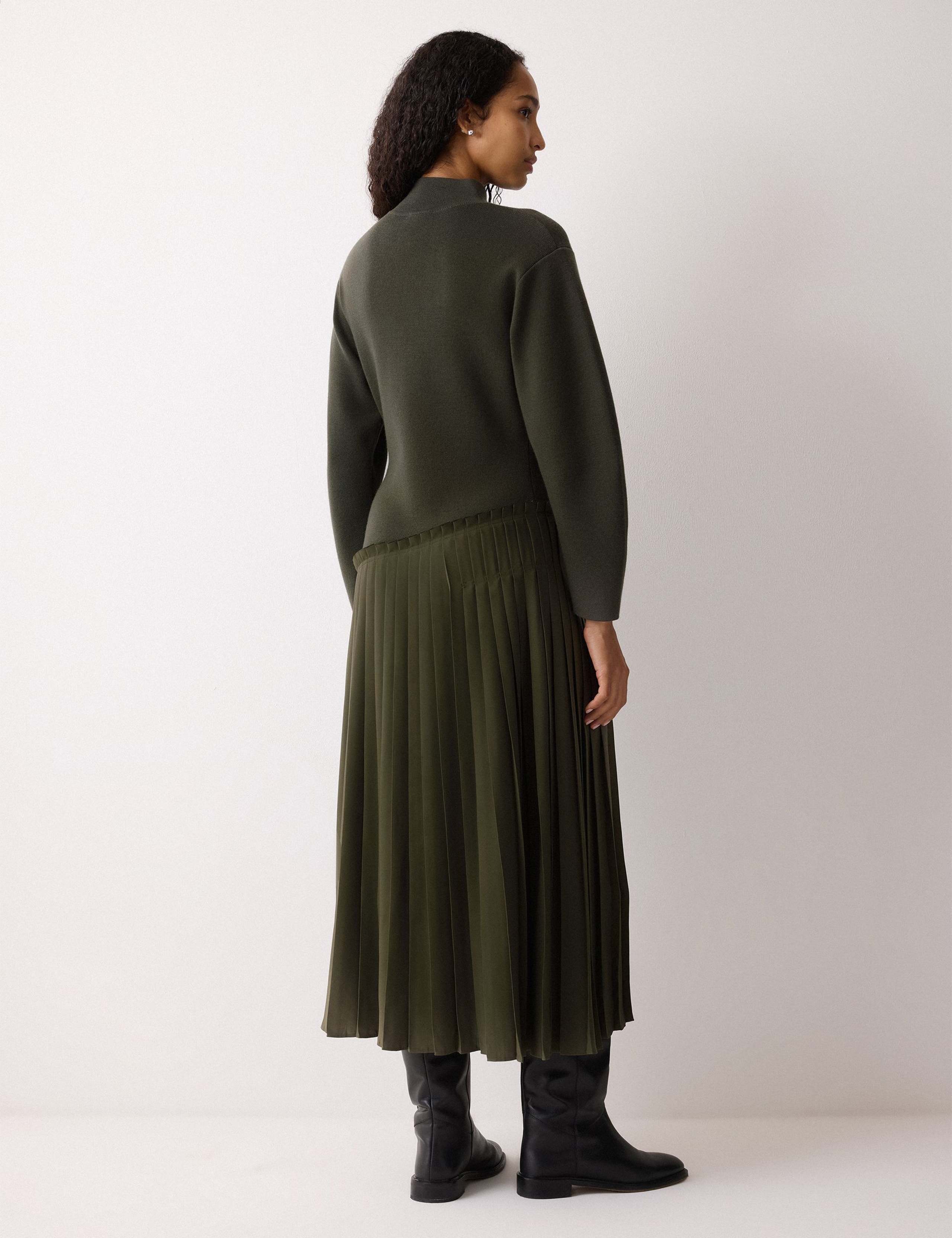 Wool Rich Pleated Midi Jumper Dress 4 of 6