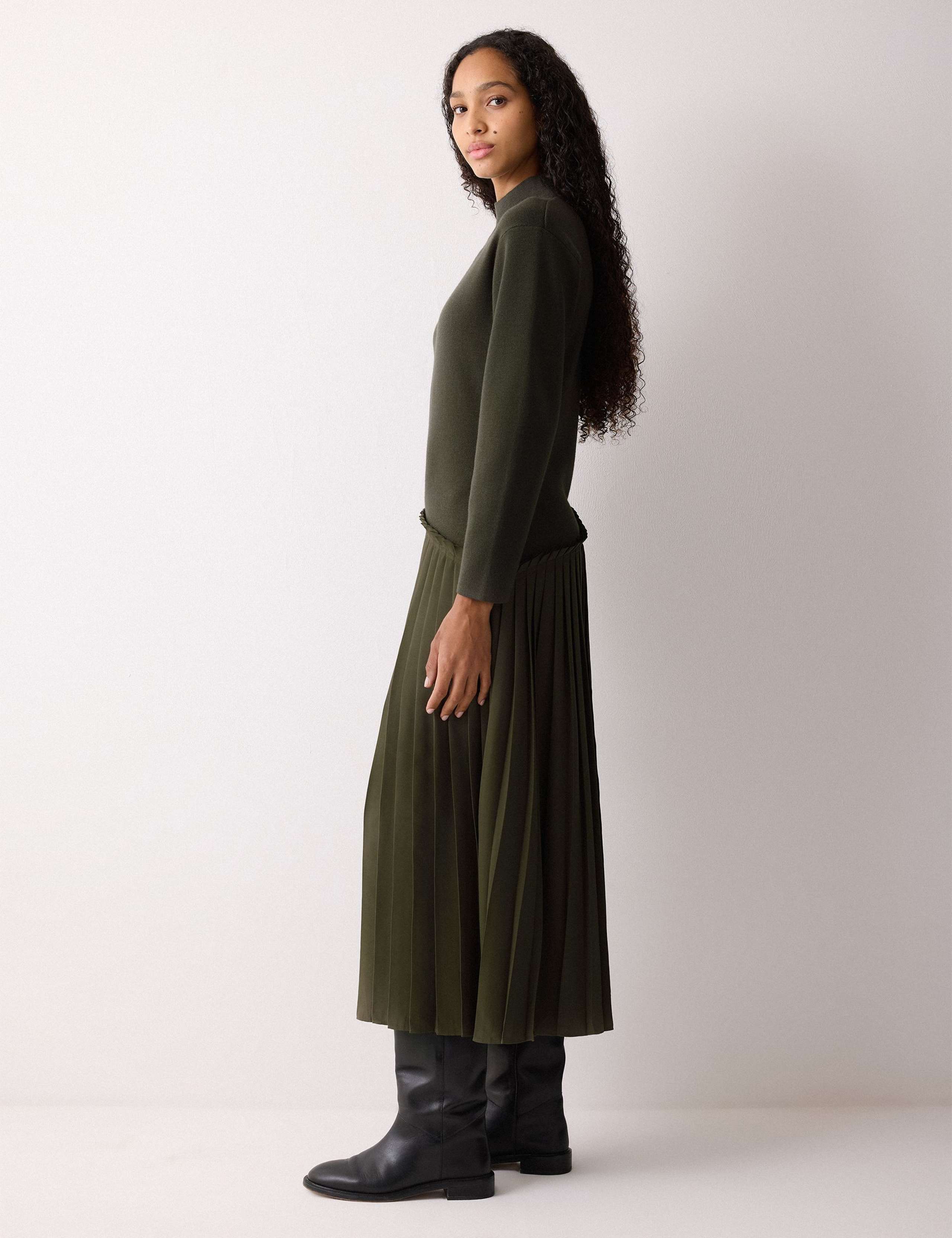 Wool Rich Pleated Midi Jumper Dress 6 of 6