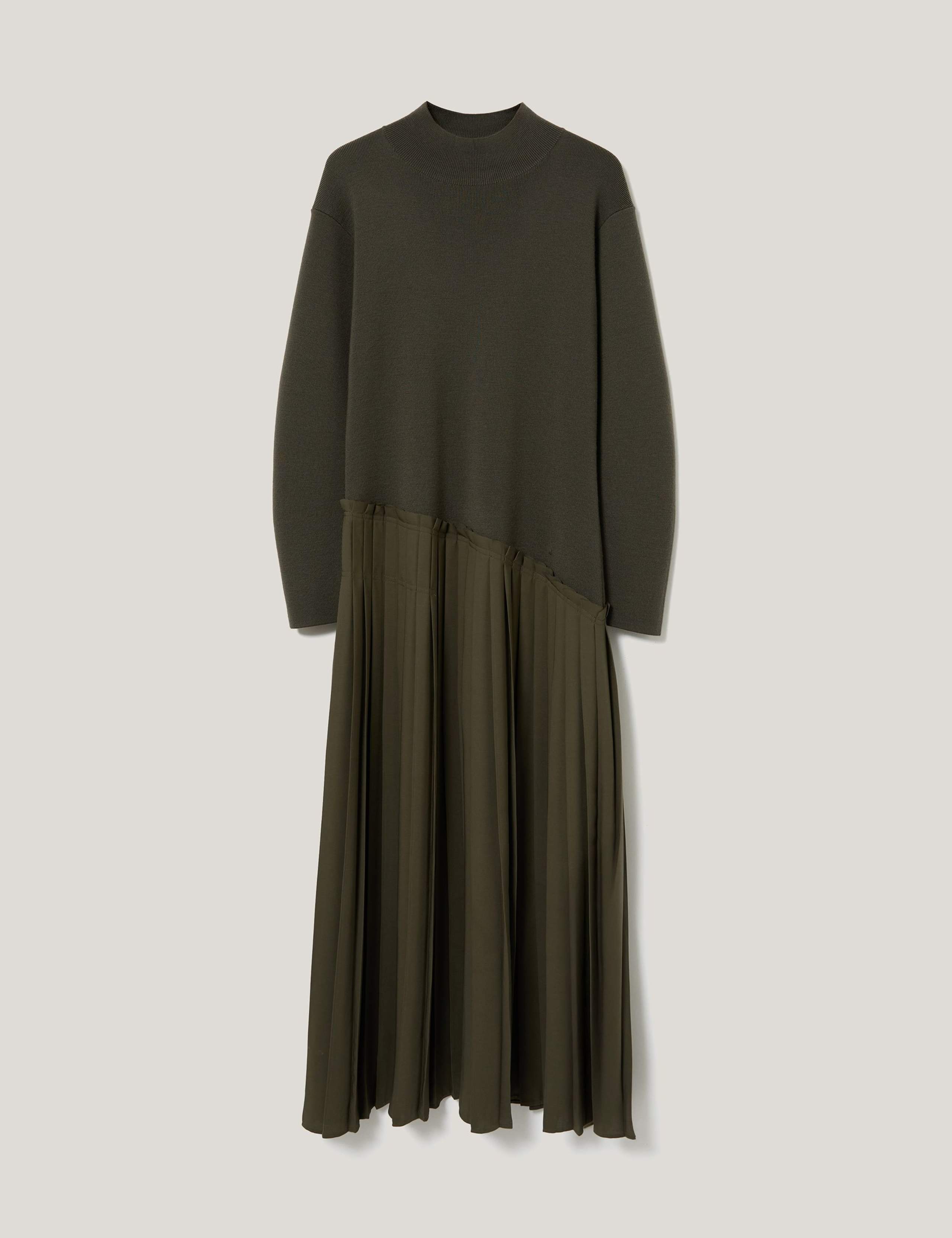 Wool Rich Pleated Midi Jumper Dress 2 of 6