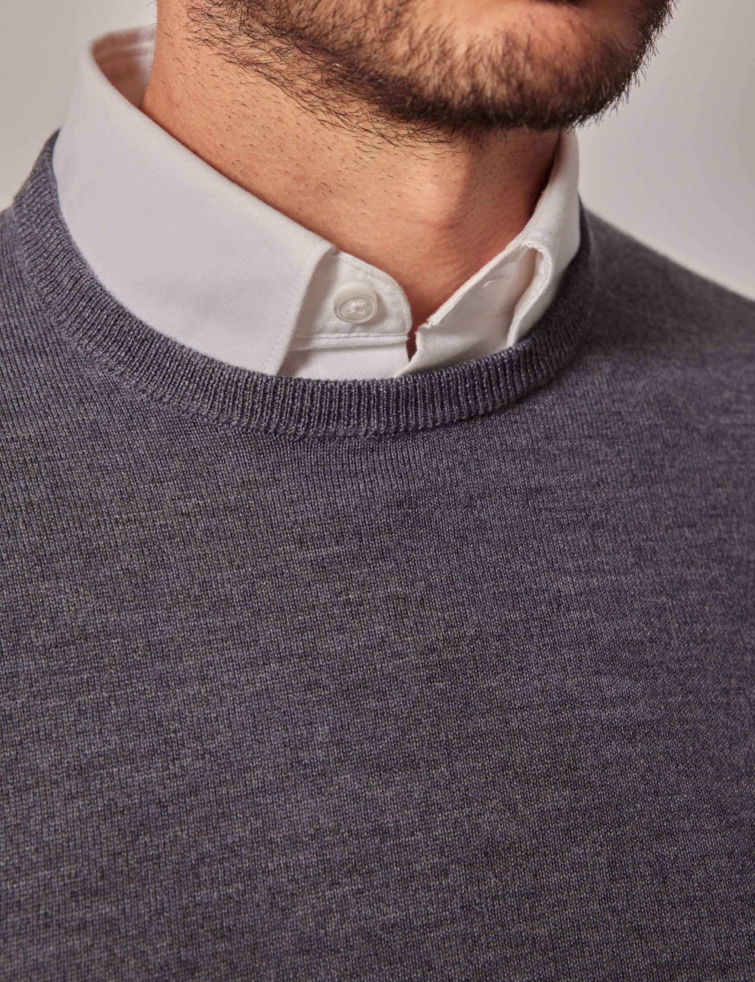 Pure Merino Wool Textured Crew Neck Jumper 2 of 4