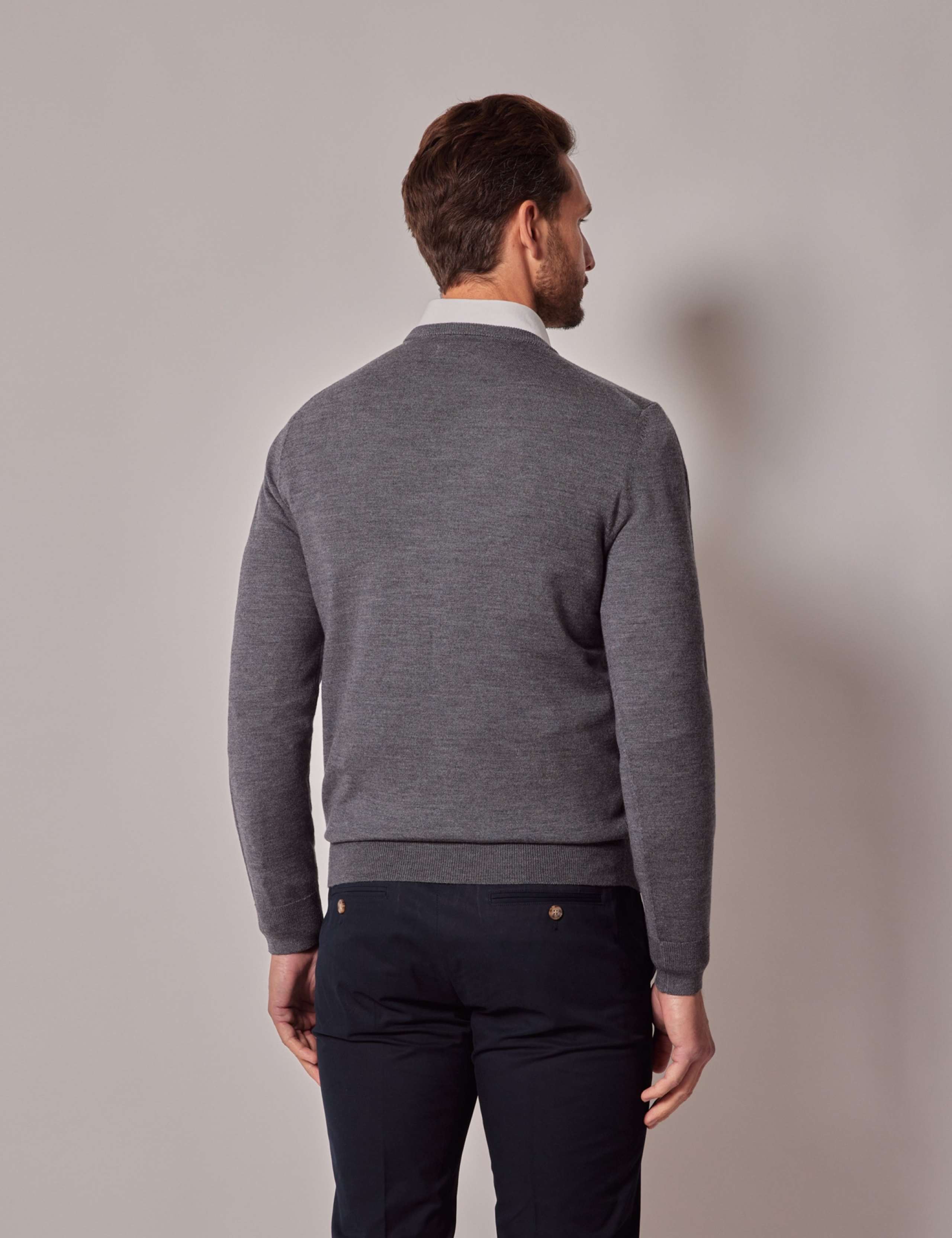 Pure Merino Wool Textured Crew Neck Jumper 3 of 4