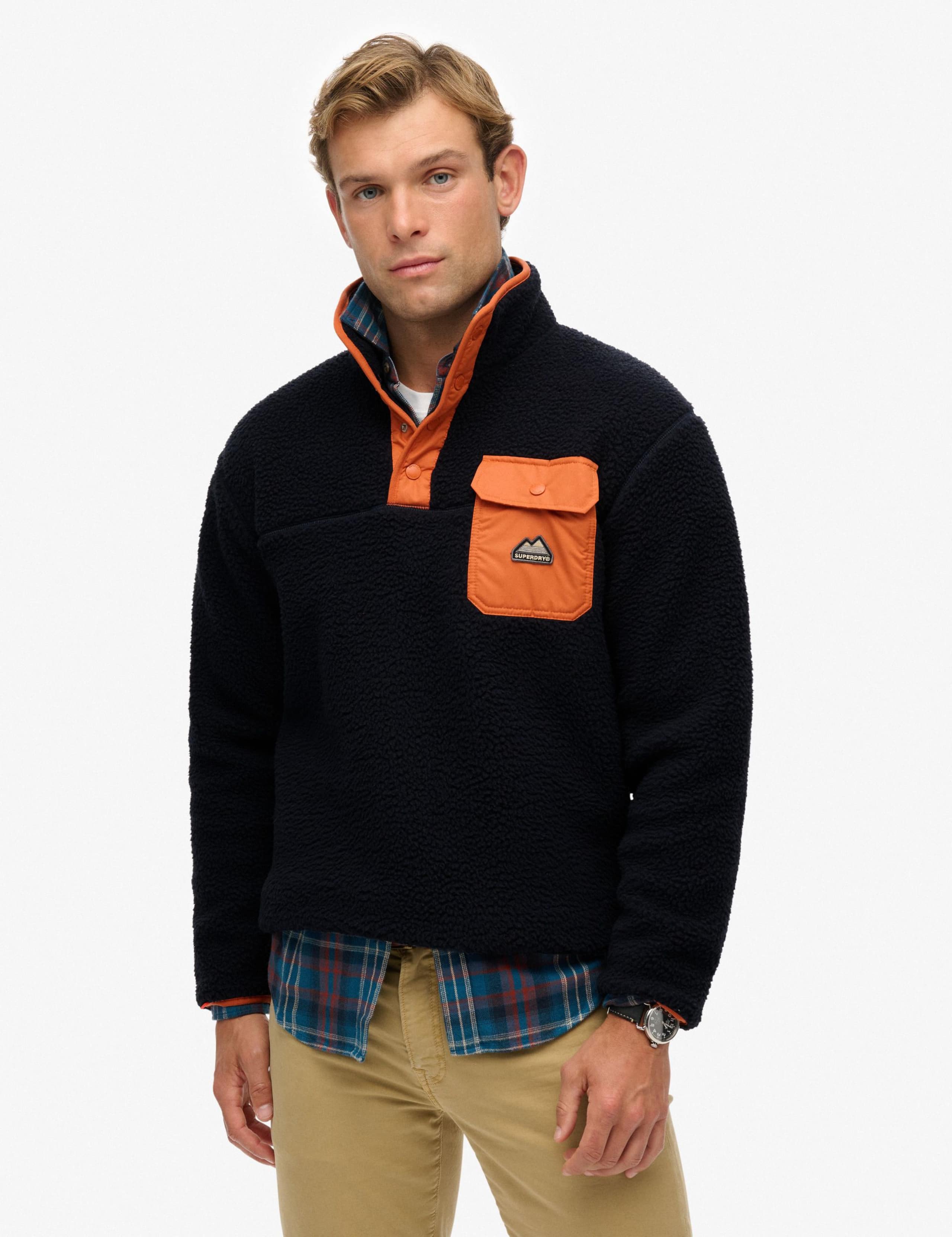 Fleece Textured Half Popper Jumper 1 of 4