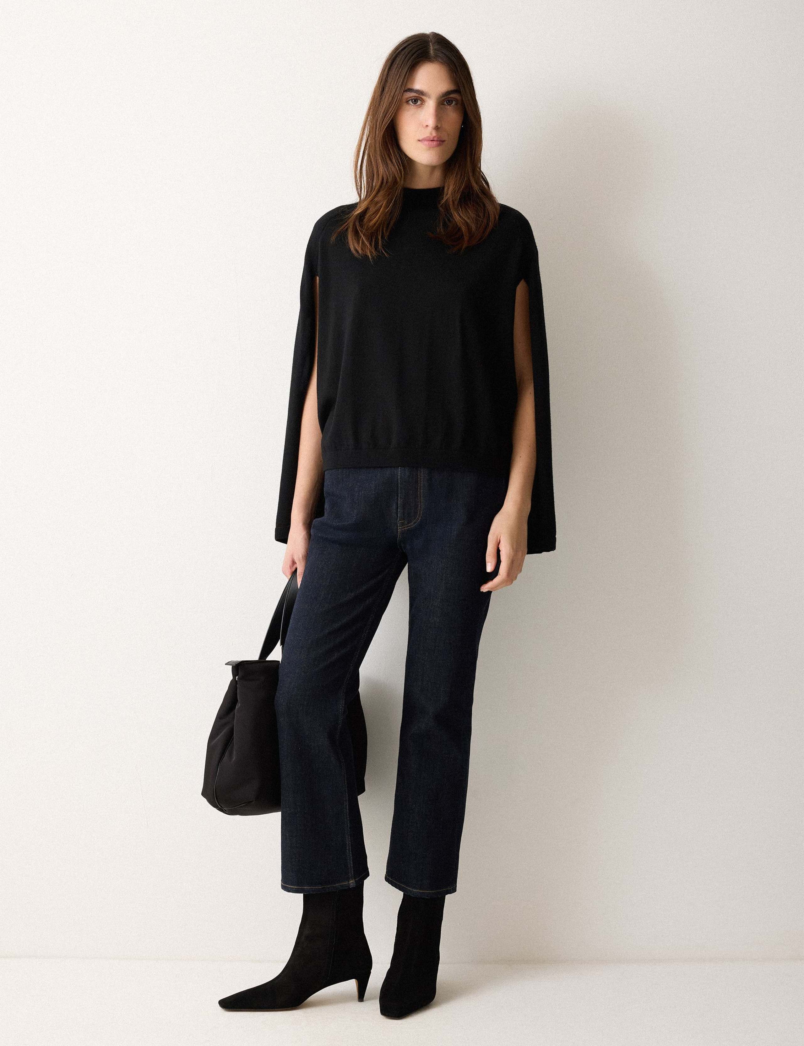 Pure Wool Crew Neck Open Sleeve Cape Jumper 3 of 5