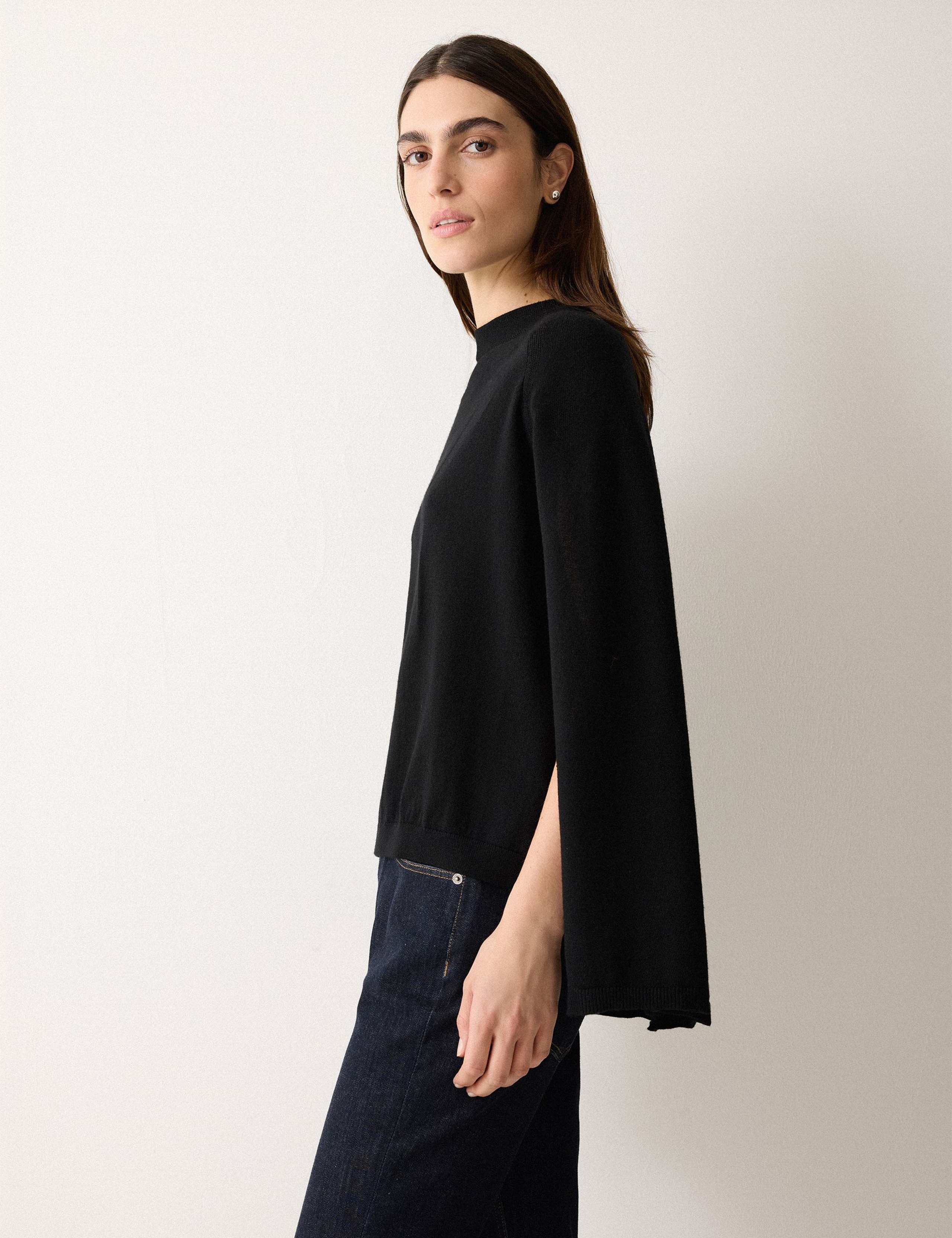 Pure Wool Crew Neck Open Sleeve Cape Jumper 5 of 5