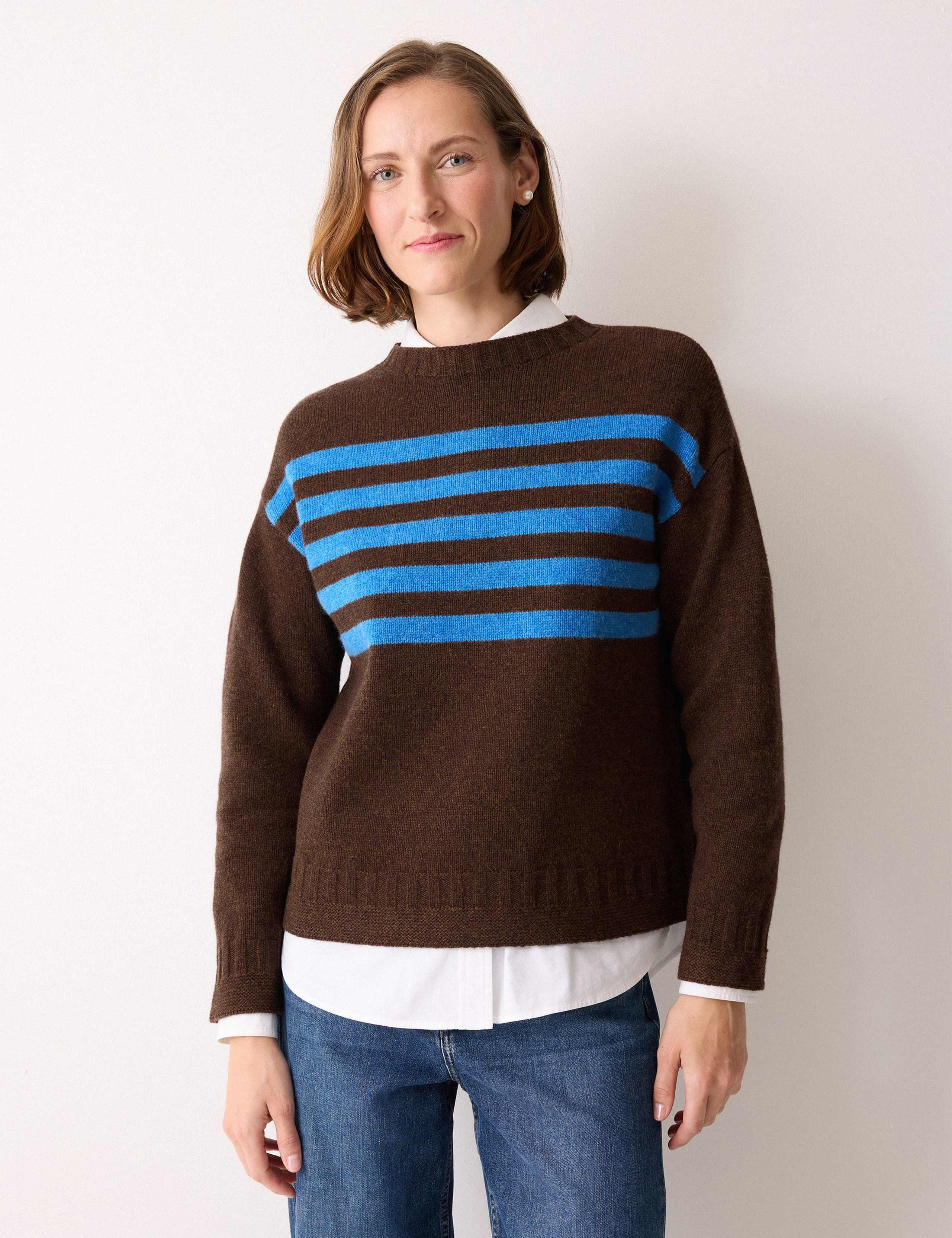 Pure Wool Striped Crew Neck Jumper 1 of 5