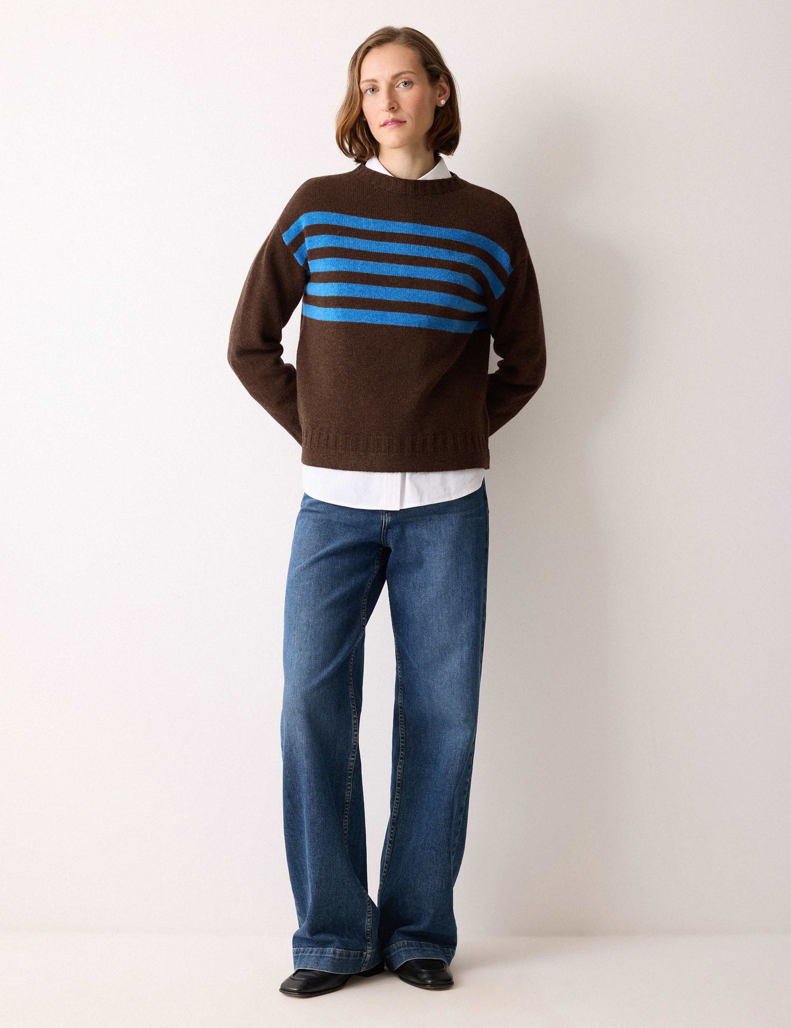 Pure Wool Striped Crew Neck Jumper 3 of 5
