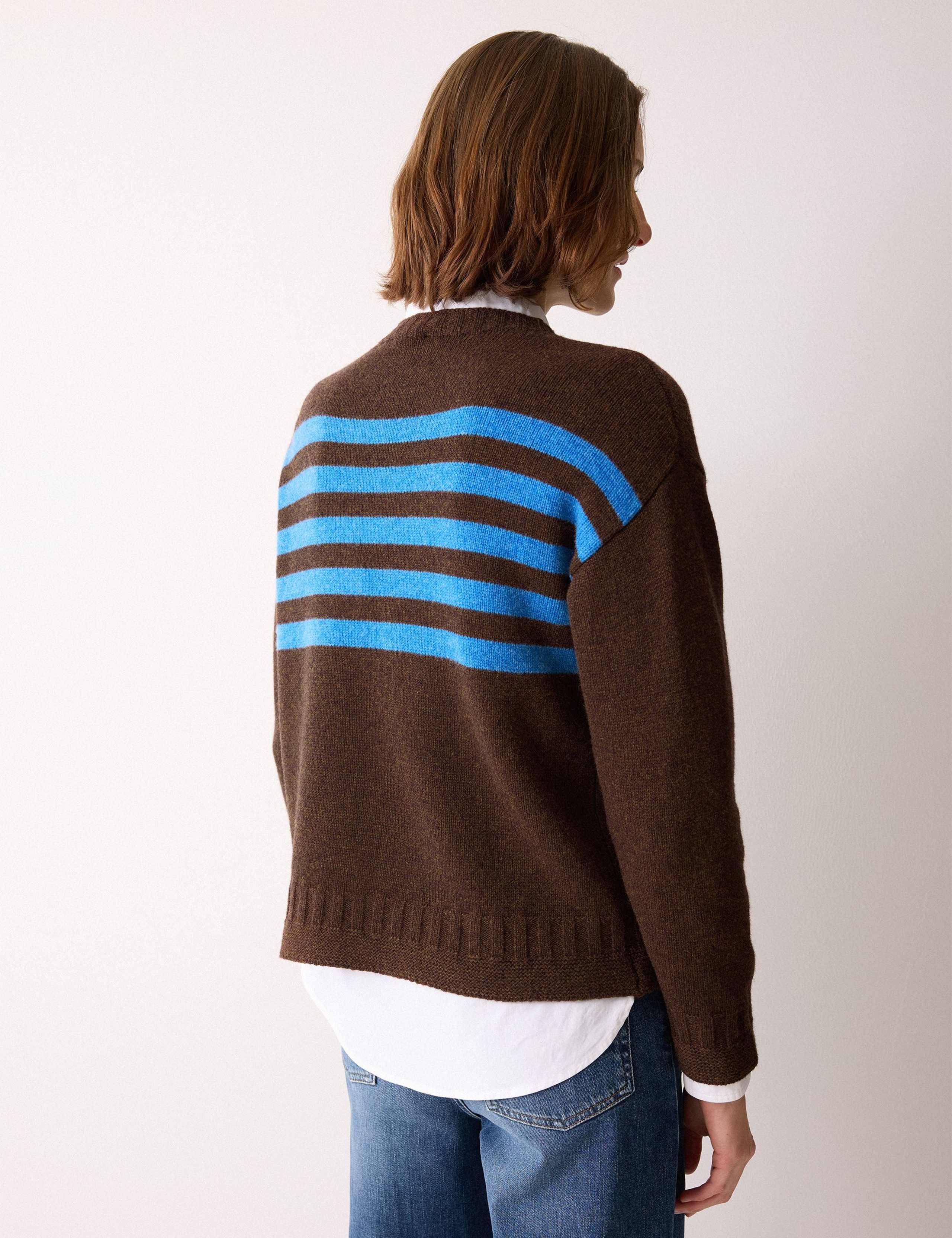 Pure Wool Striped Crew Neck Jumper 4 of 5