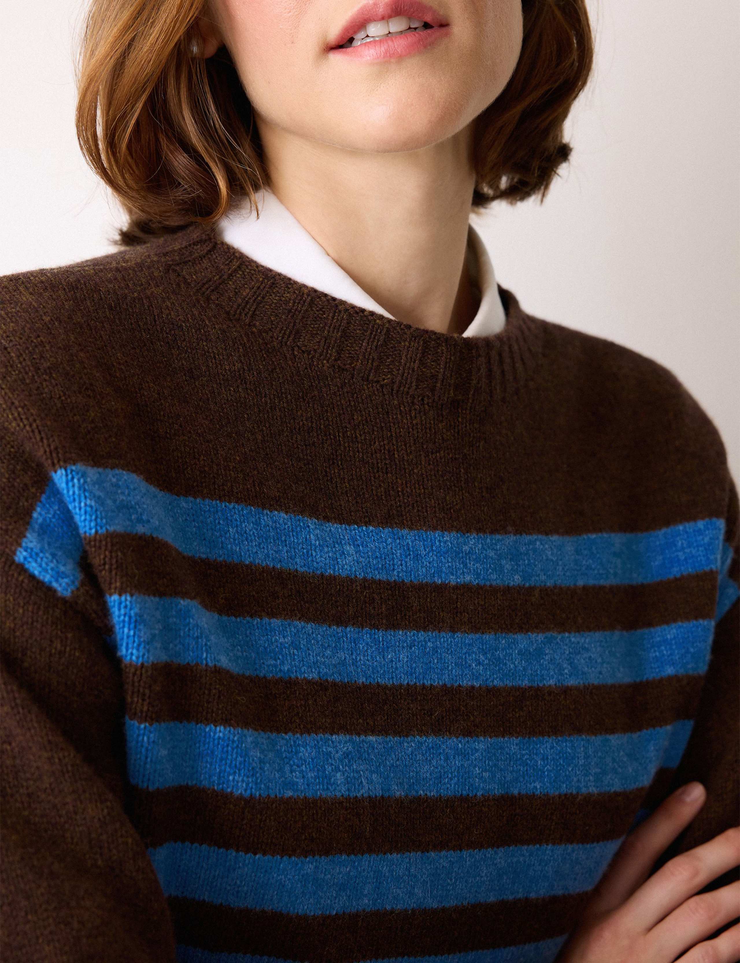 Pure Wool Striped Crew Neck Jumper 5 of 5