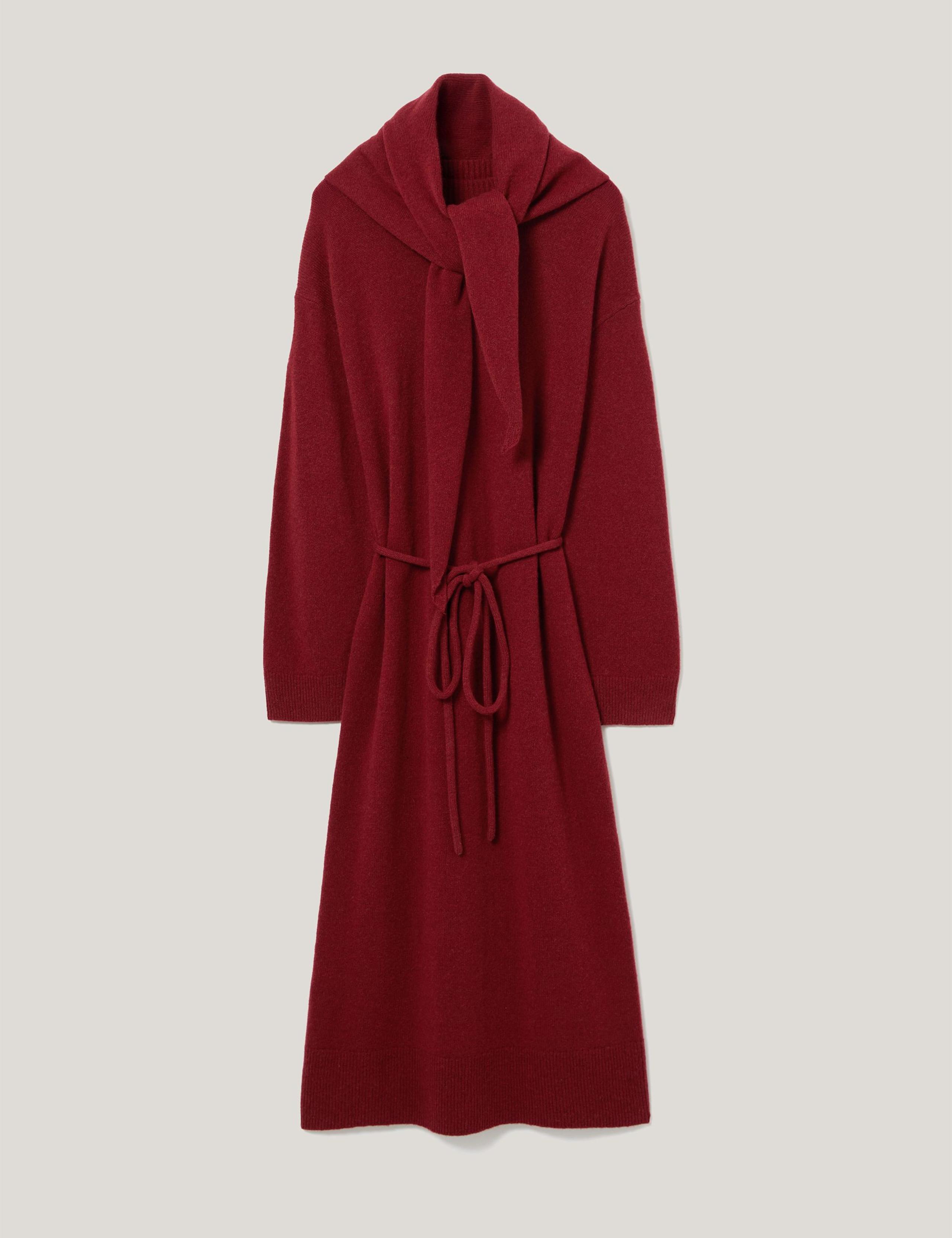 Pure Wool Knitted Scarf Neck Midi Dress 2 of 5