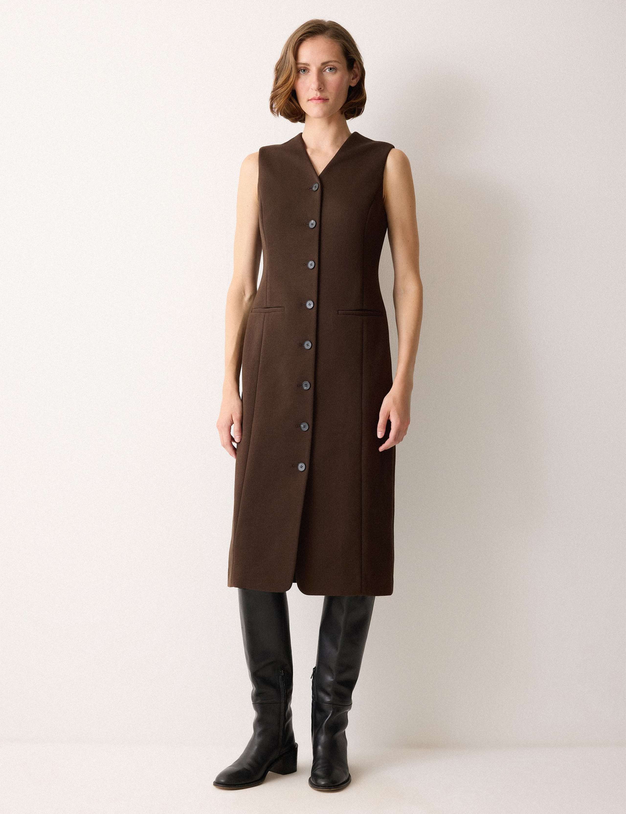 Cotton Rich V-Neck Midi Waistcoat Dress 1 of 6