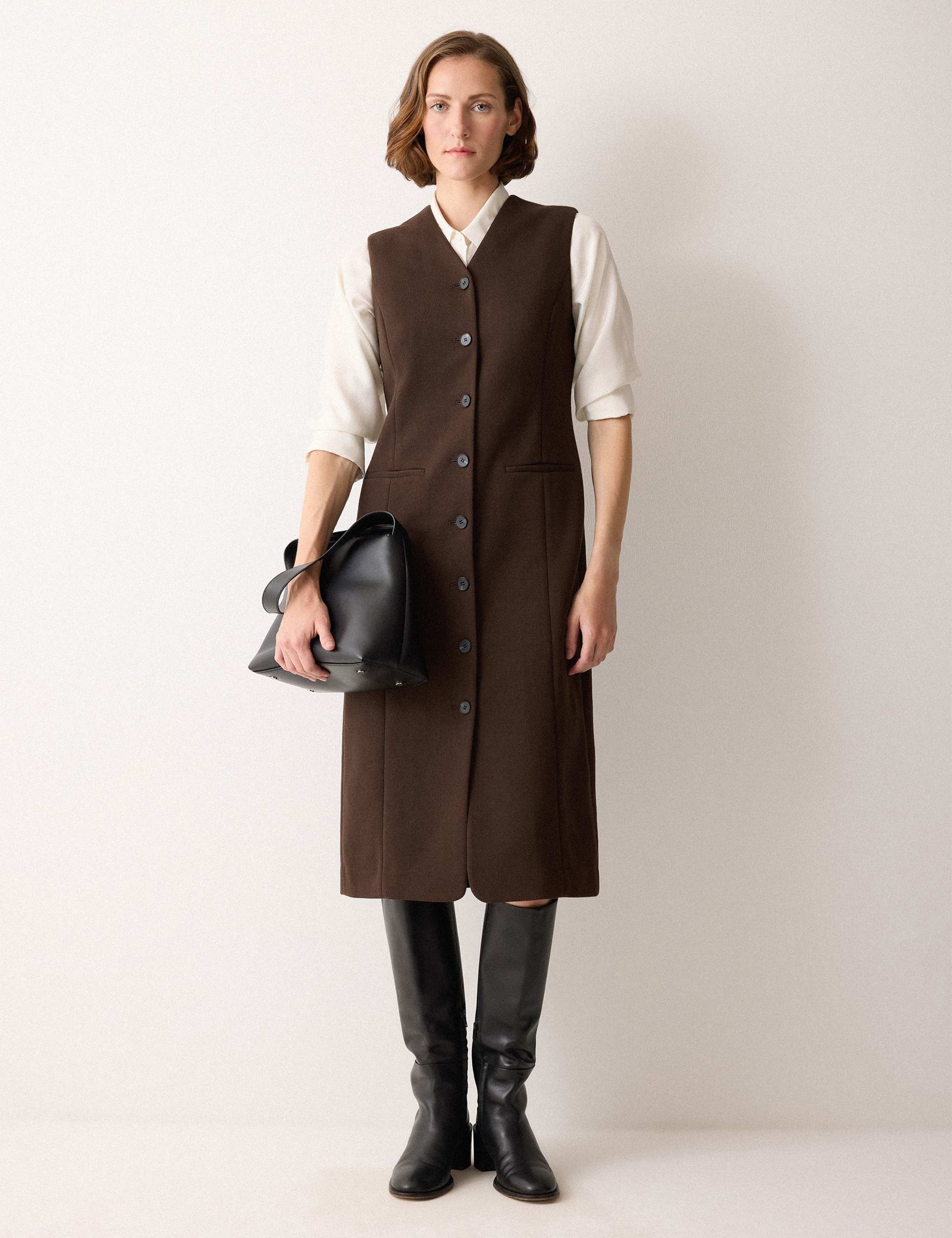 Cotton Rich V-Neck Midi Waistcoat Dress 3 of 6