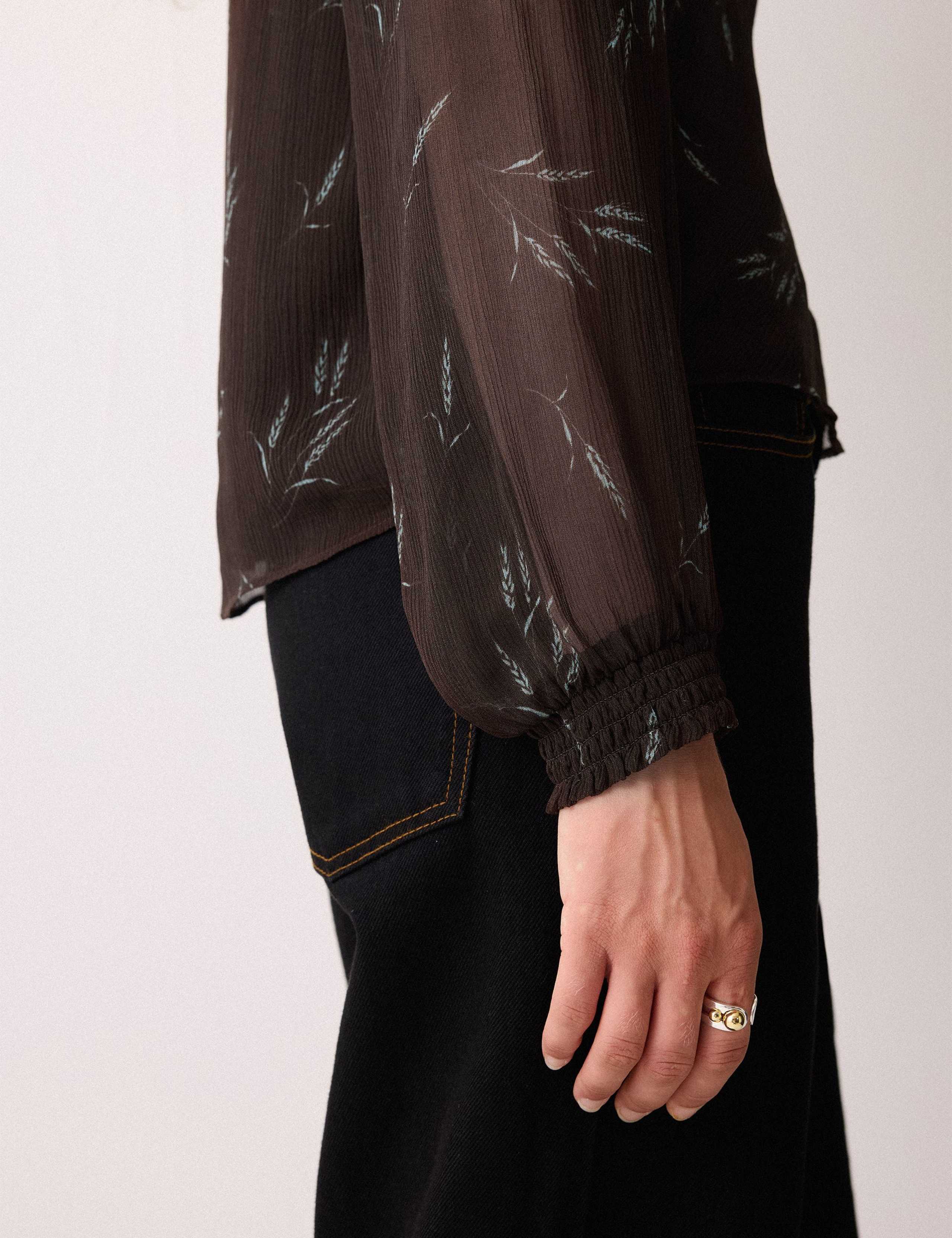 Floral Textured Cowl Neck Popover Blouse 3 of 6