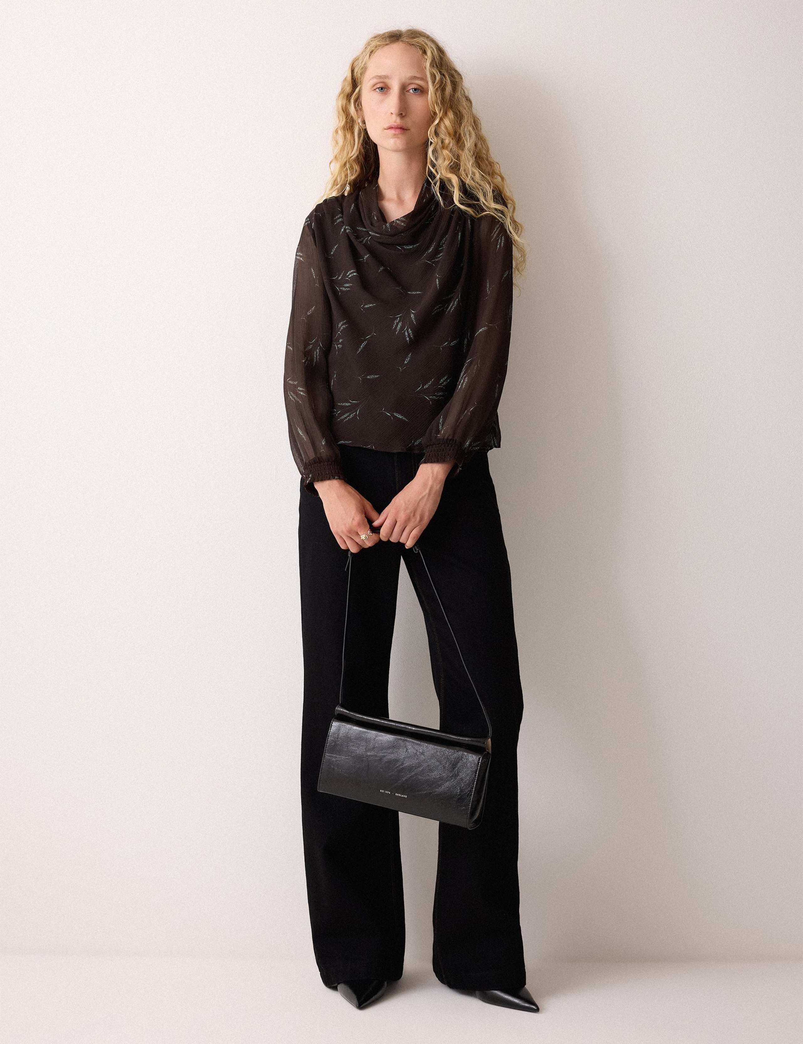 Floral Textured Cowl Neck Popover Blouse 5 of 6