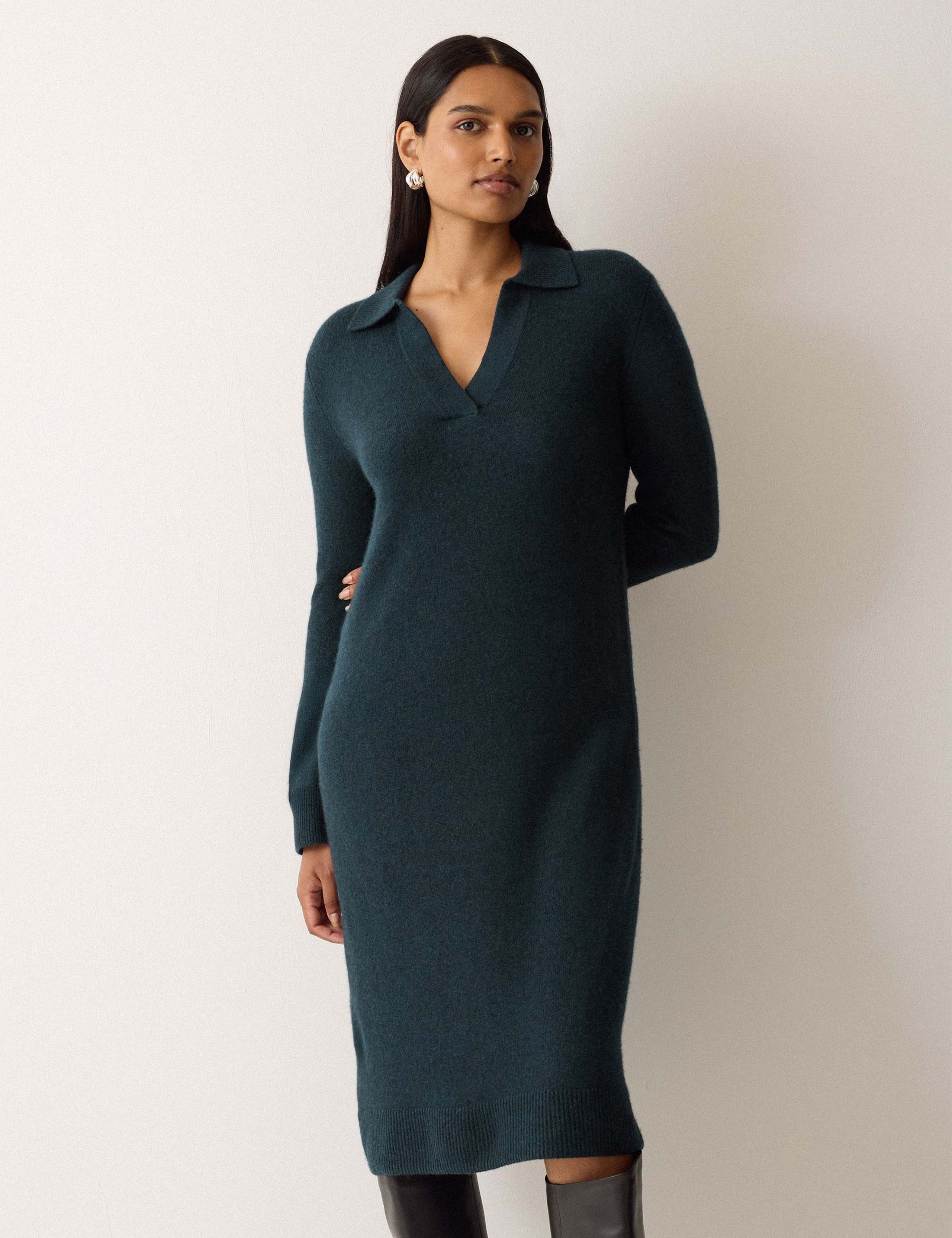 Wool Rich Collared Midi Jumper Dress 1 of 5