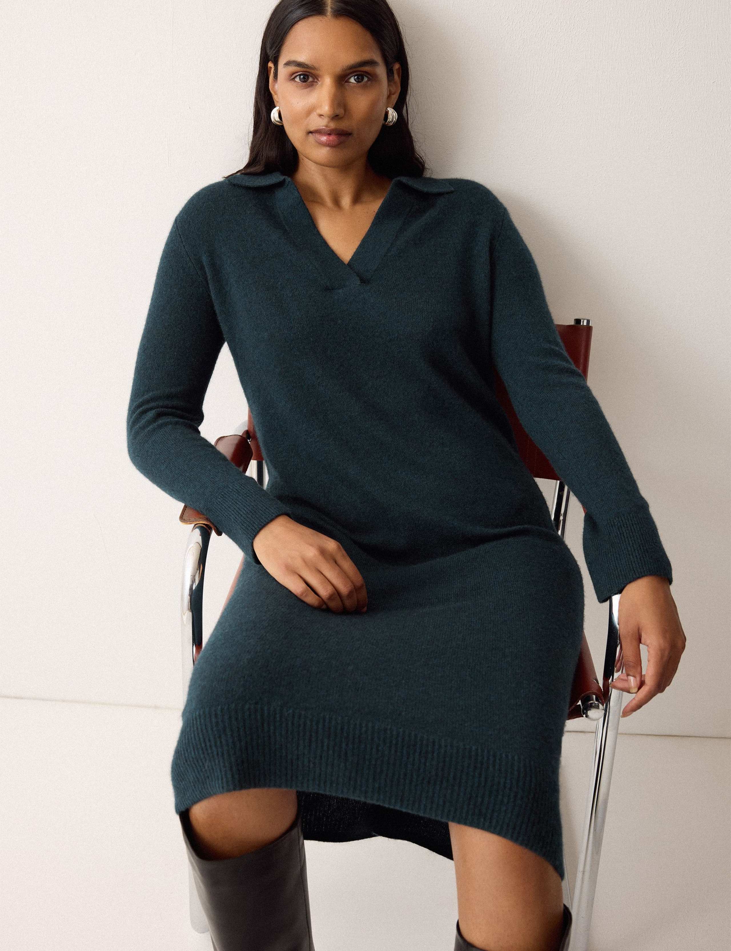 Wool Rich Collared Midi Jumper Dress 3 of 5