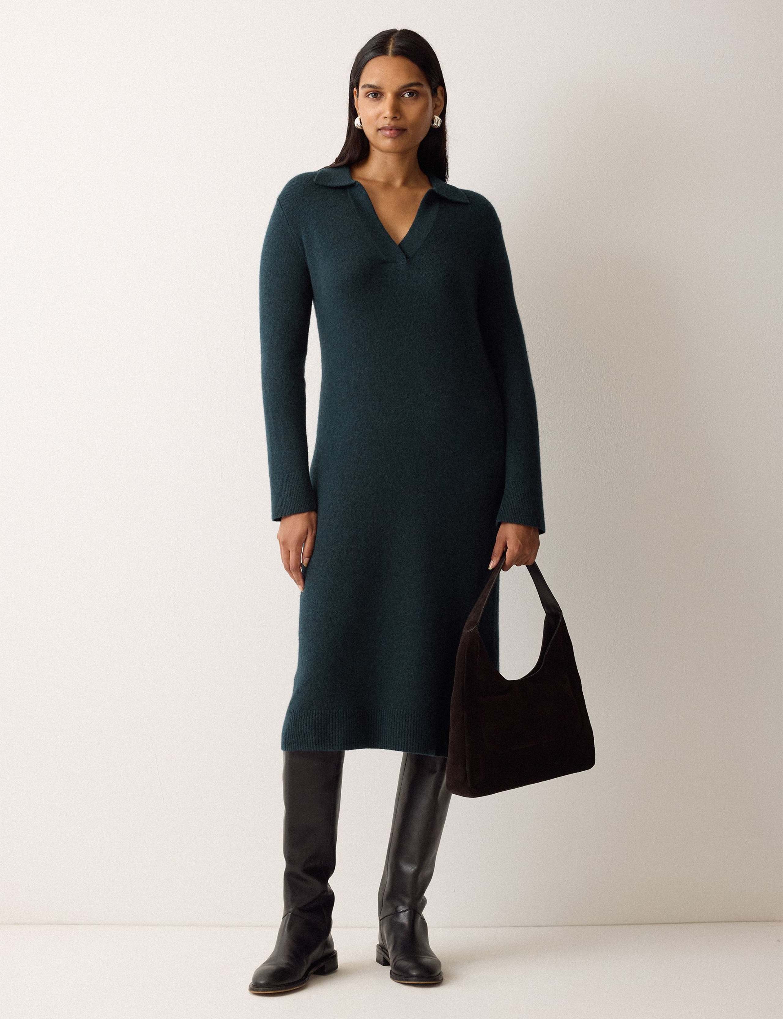 Wool Rich Collared Midi Jumper Dress 5 of 5