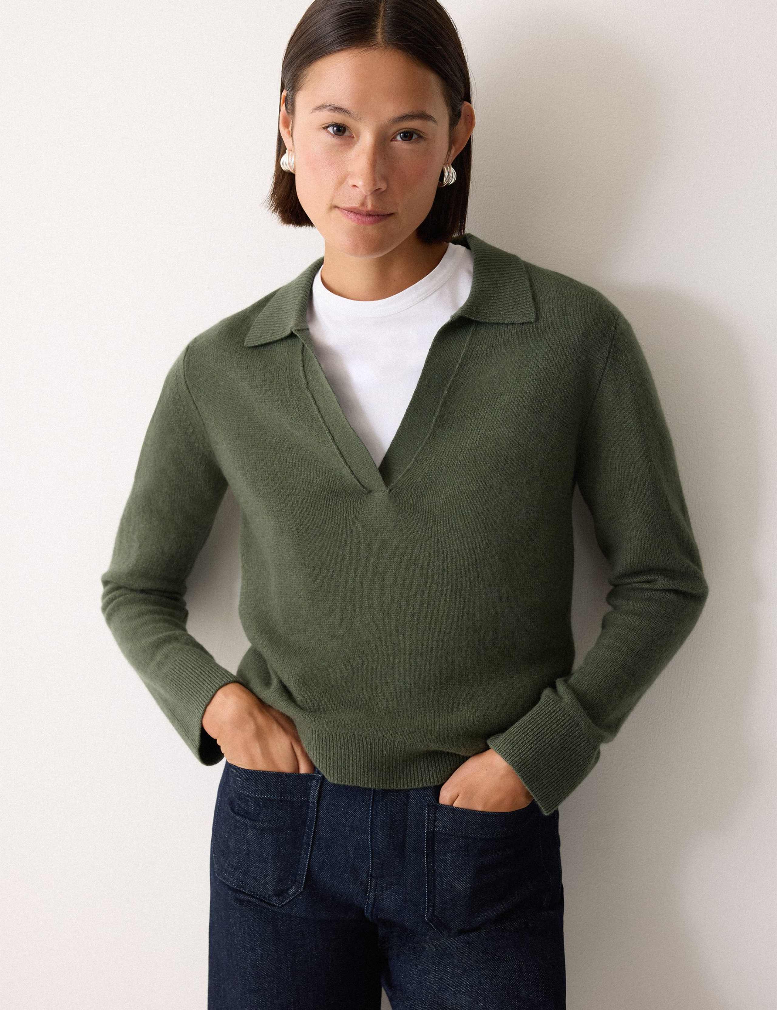 Wool Rich Collared V-Neck Jumper 1 of 5