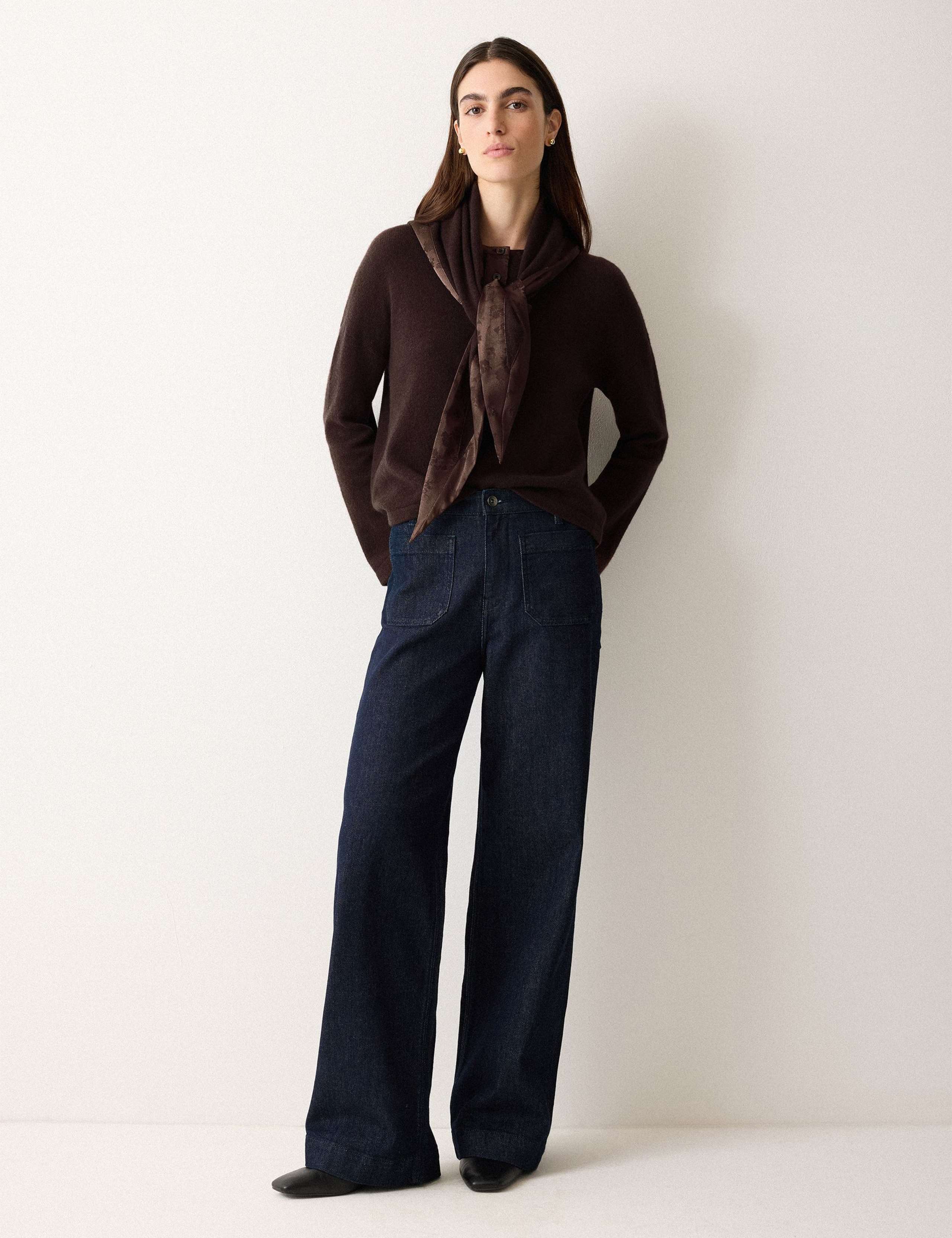 Wool Rich Henley Neck Satin Trim Knitted Top 3 of 5