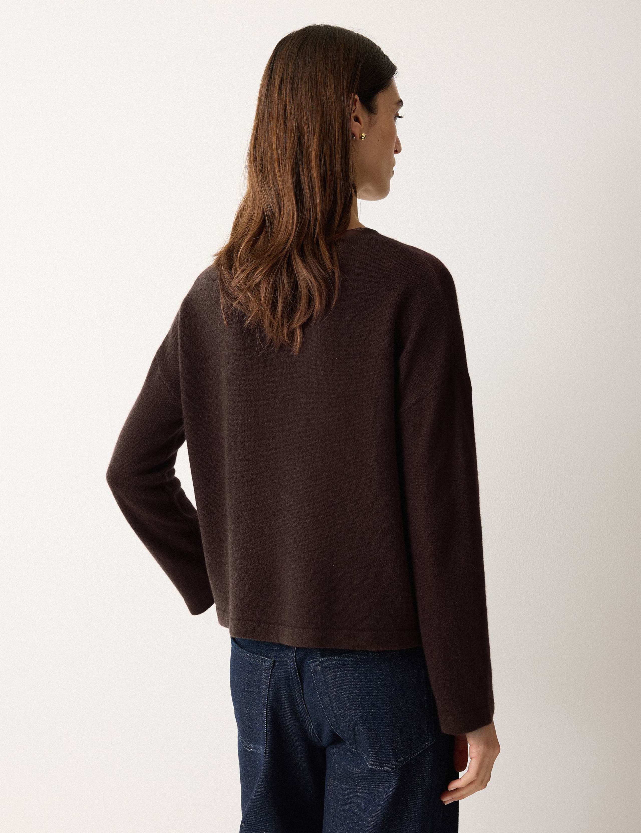 Wool Rich Henley Neck Satin Trim Knitted Top 4 of 5