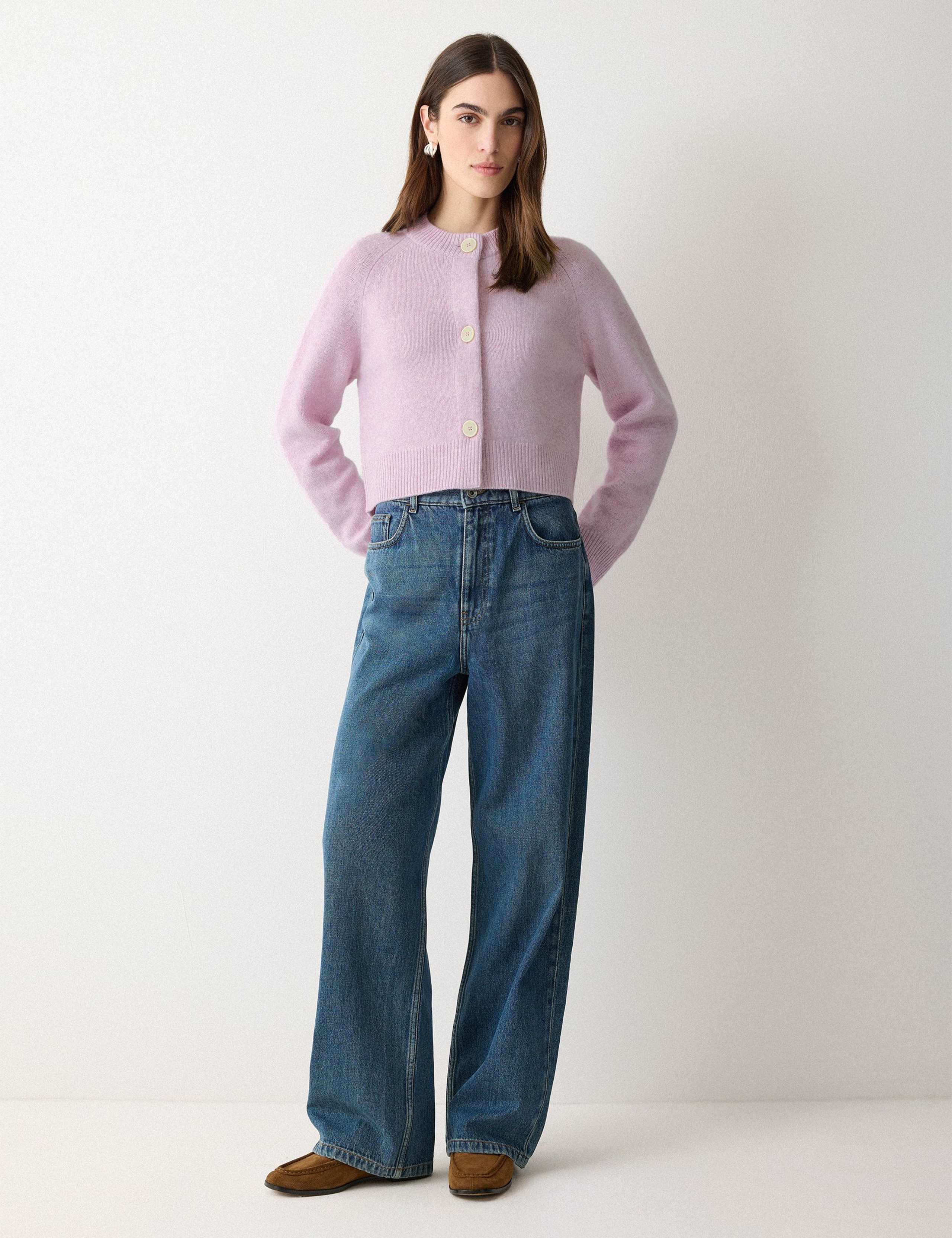 Pure Wool Crew Neck Cropped Cardigan 3 of 5