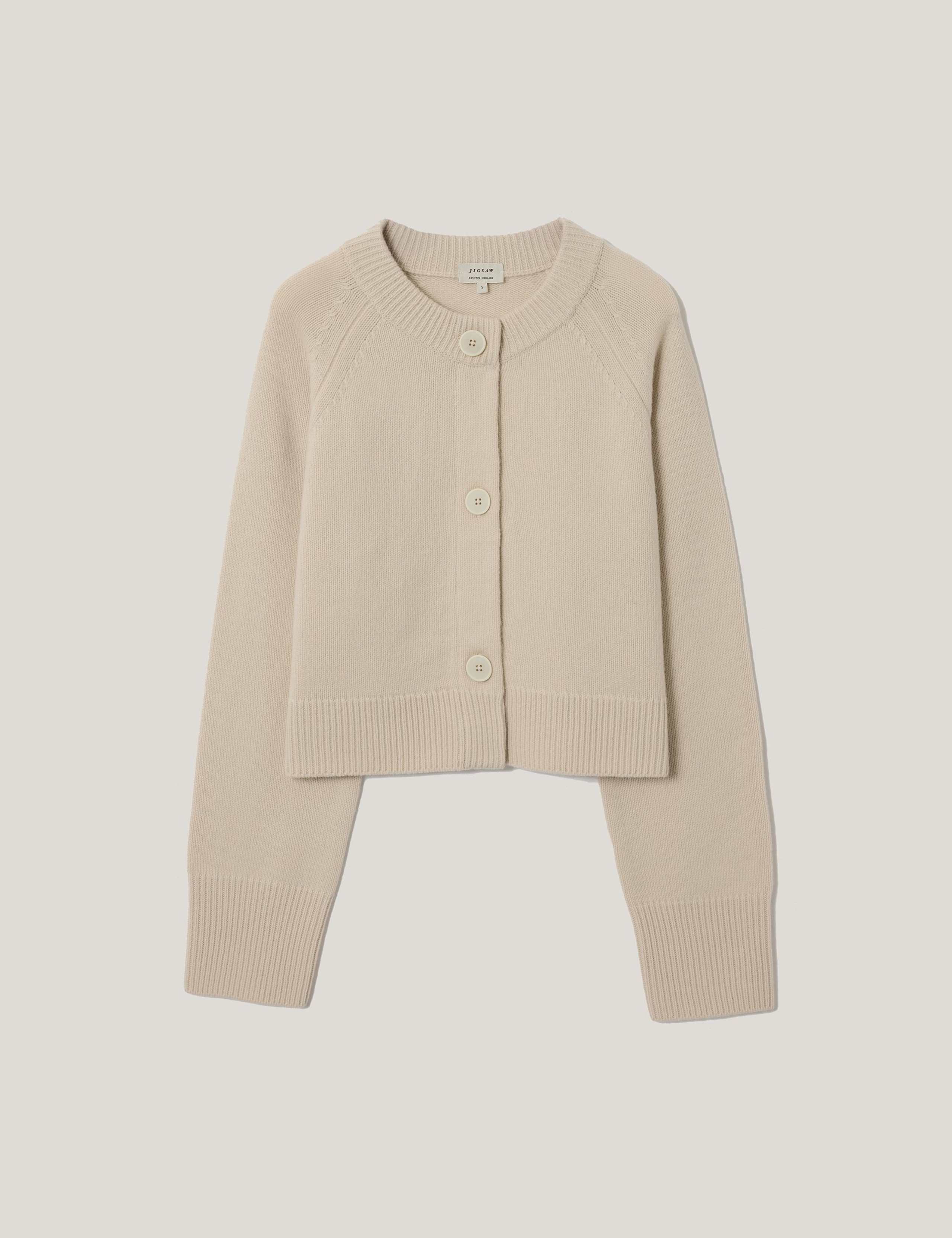 Pure Wool Crew Neck Cropped Cardigan 2 of 5