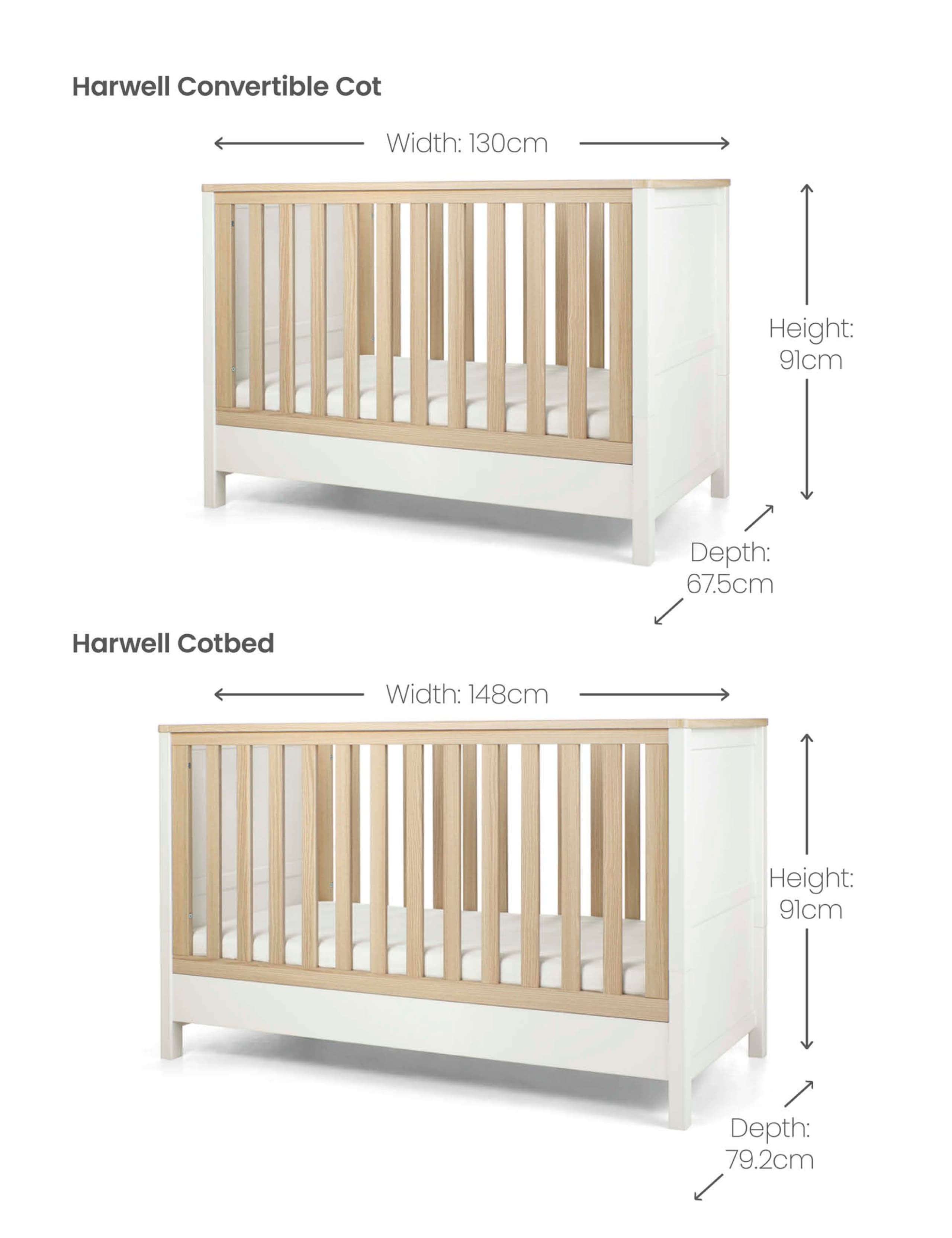 Harwell Small Cotbed - White Natural 4 of 7