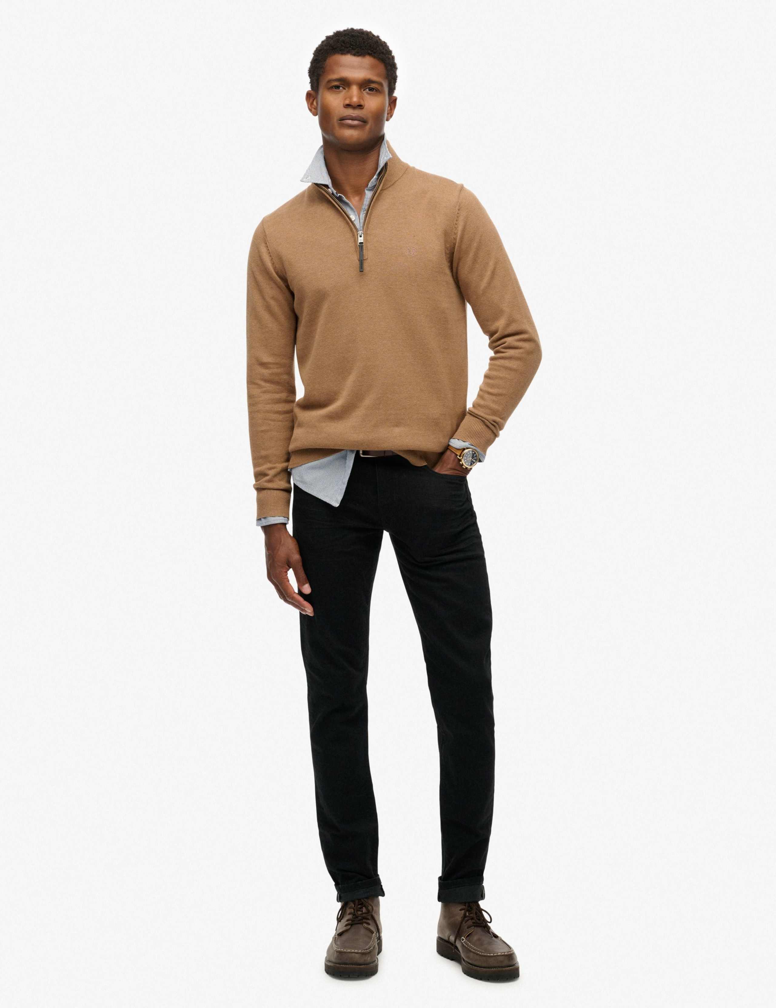 Slim Fit Pure Cotton Half Zip Jumper 2 of 3