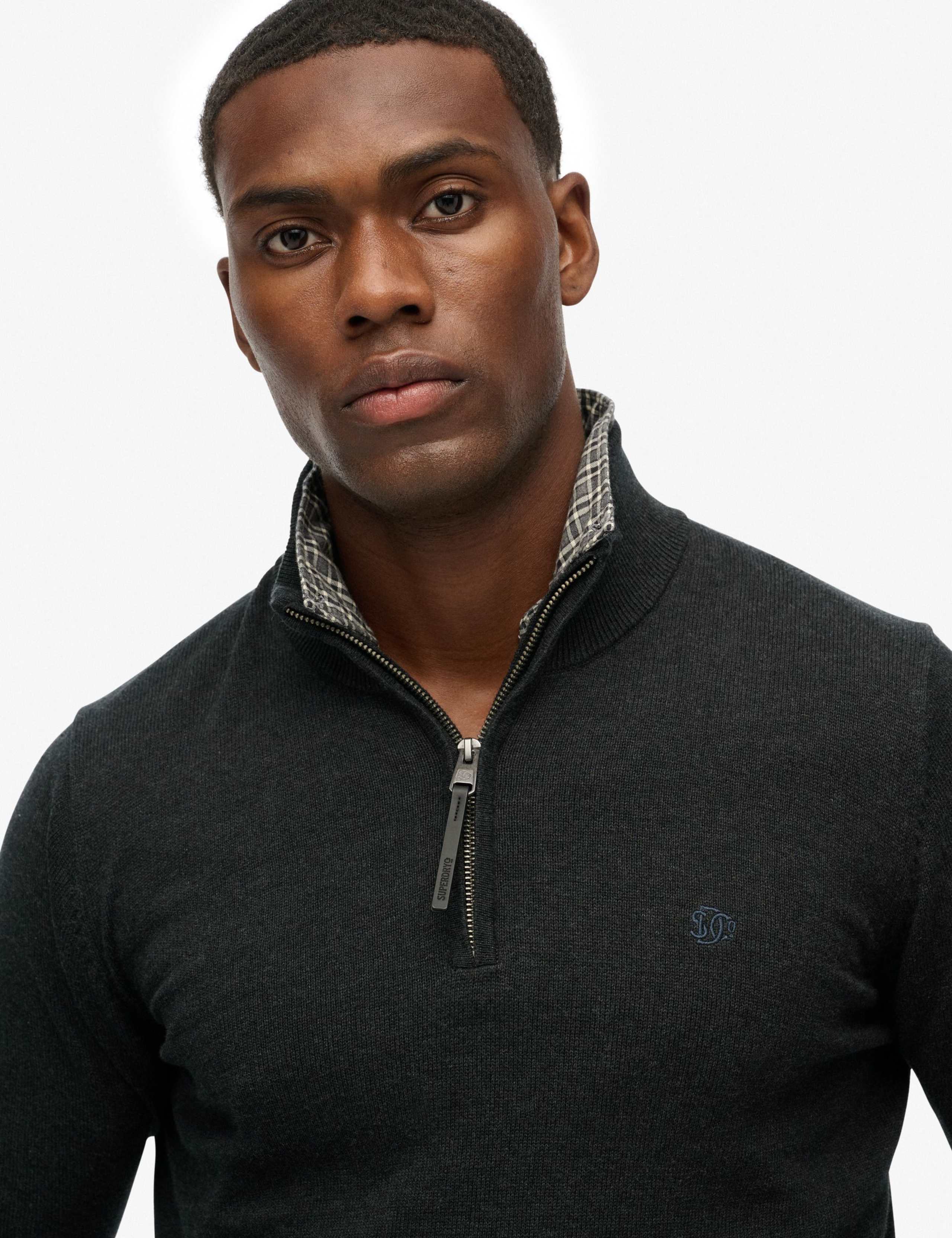 Slim Fit Pure Cotton Half Zip Jumper 2 of 3