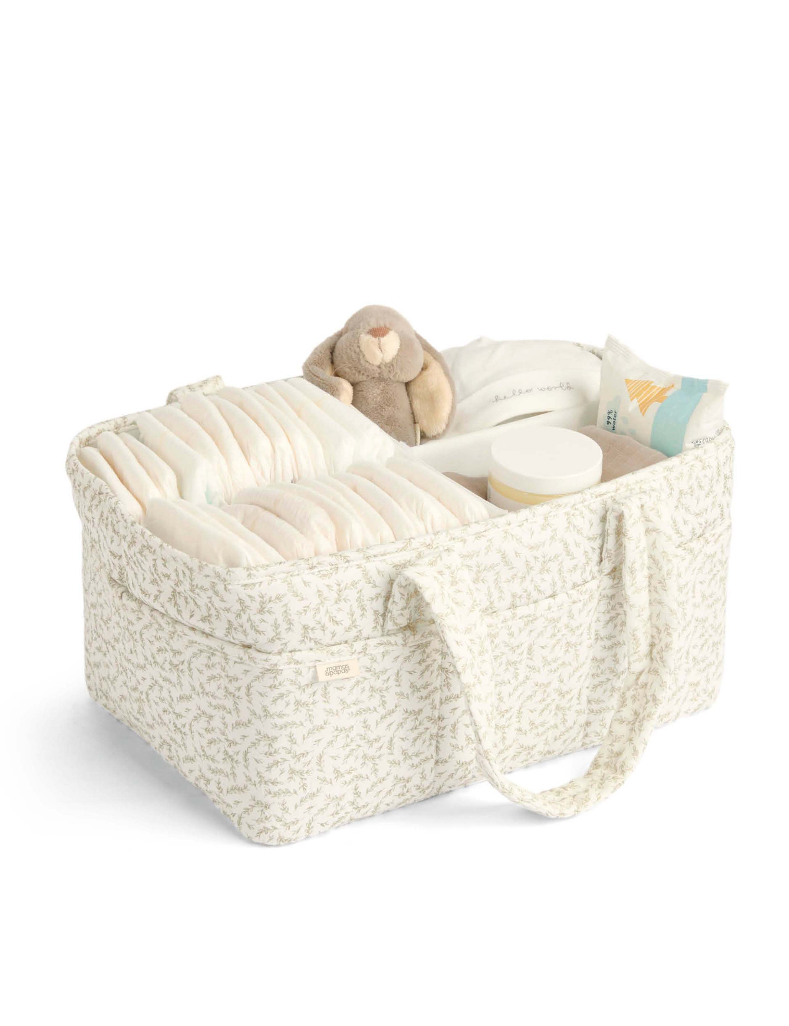 Pure Cotton Leaf Print Nappy Caddy Bag 3 of 3