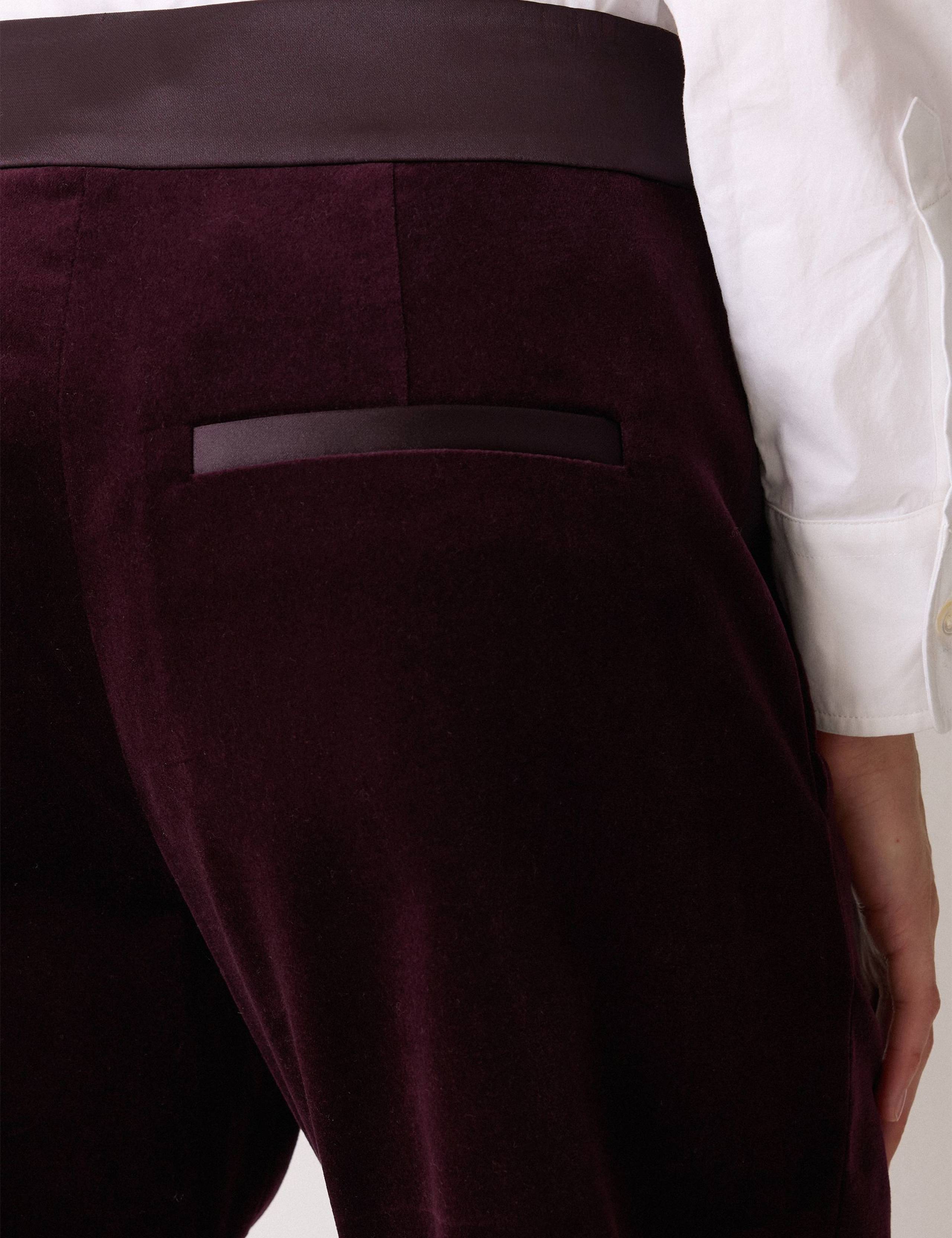 Velvet Satin Trim Straight Leg Trousers 4 of 6