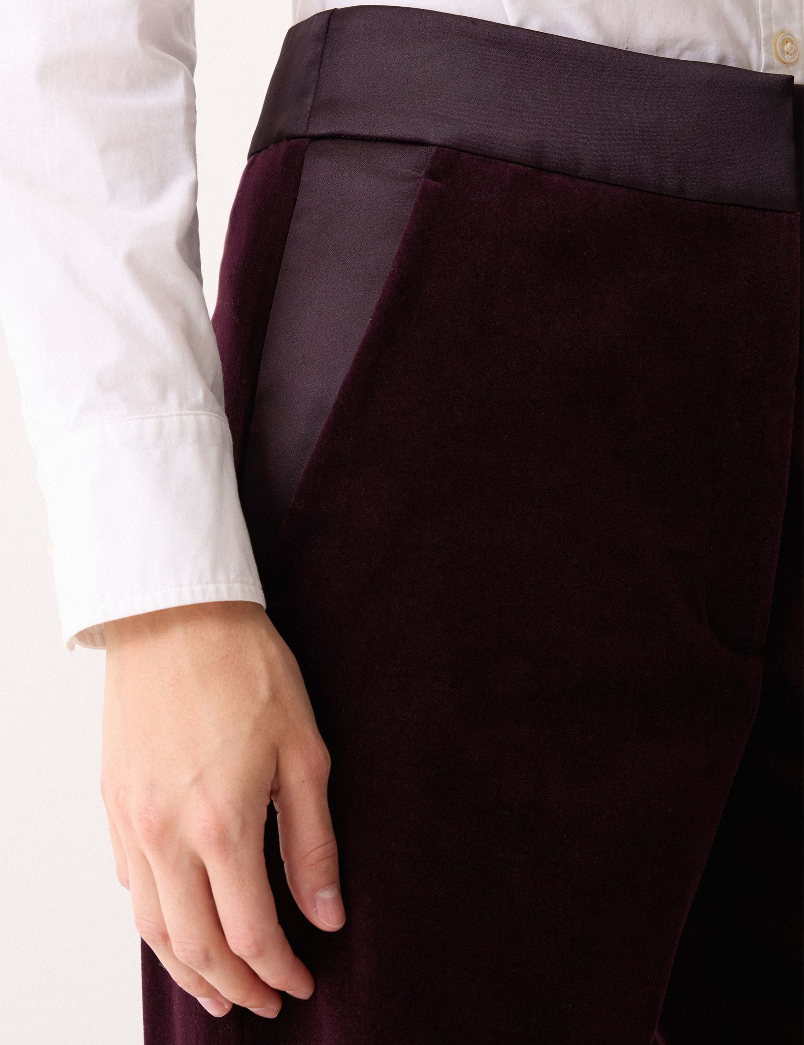 Velvet Satin Trim Straight Leg Trousers 5 of 6