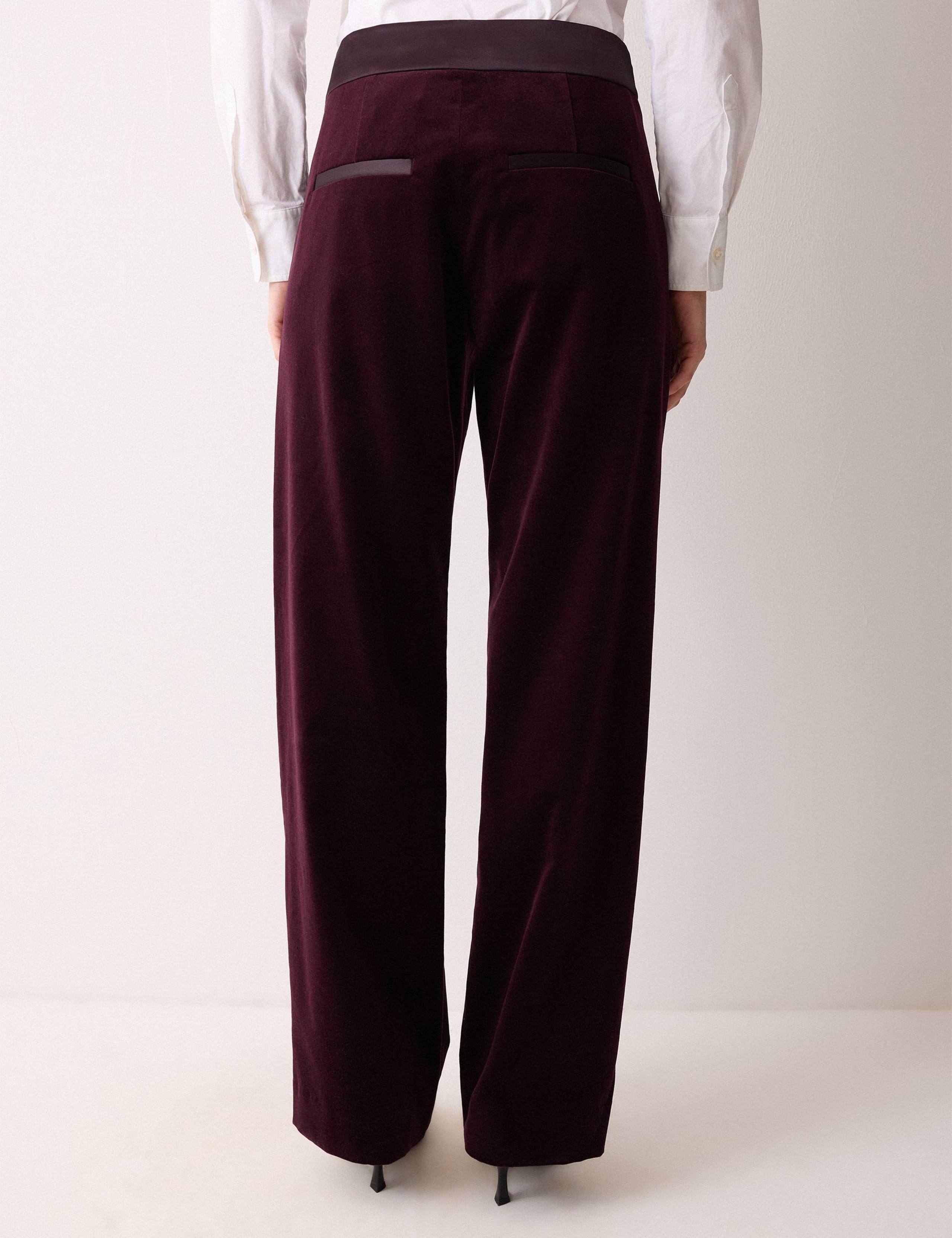 Velvet Satin Trim Straight Leg Trousers 6 of 6