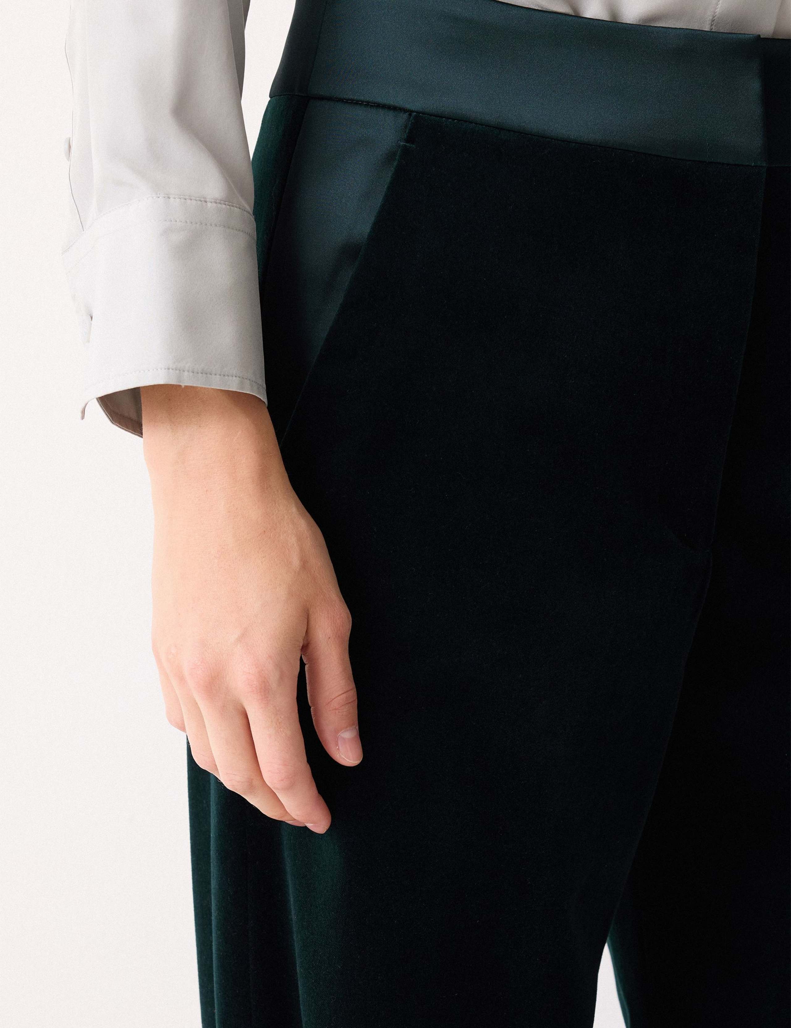 Velvet Satin Trim Straight Leg Trousers 5 of 6