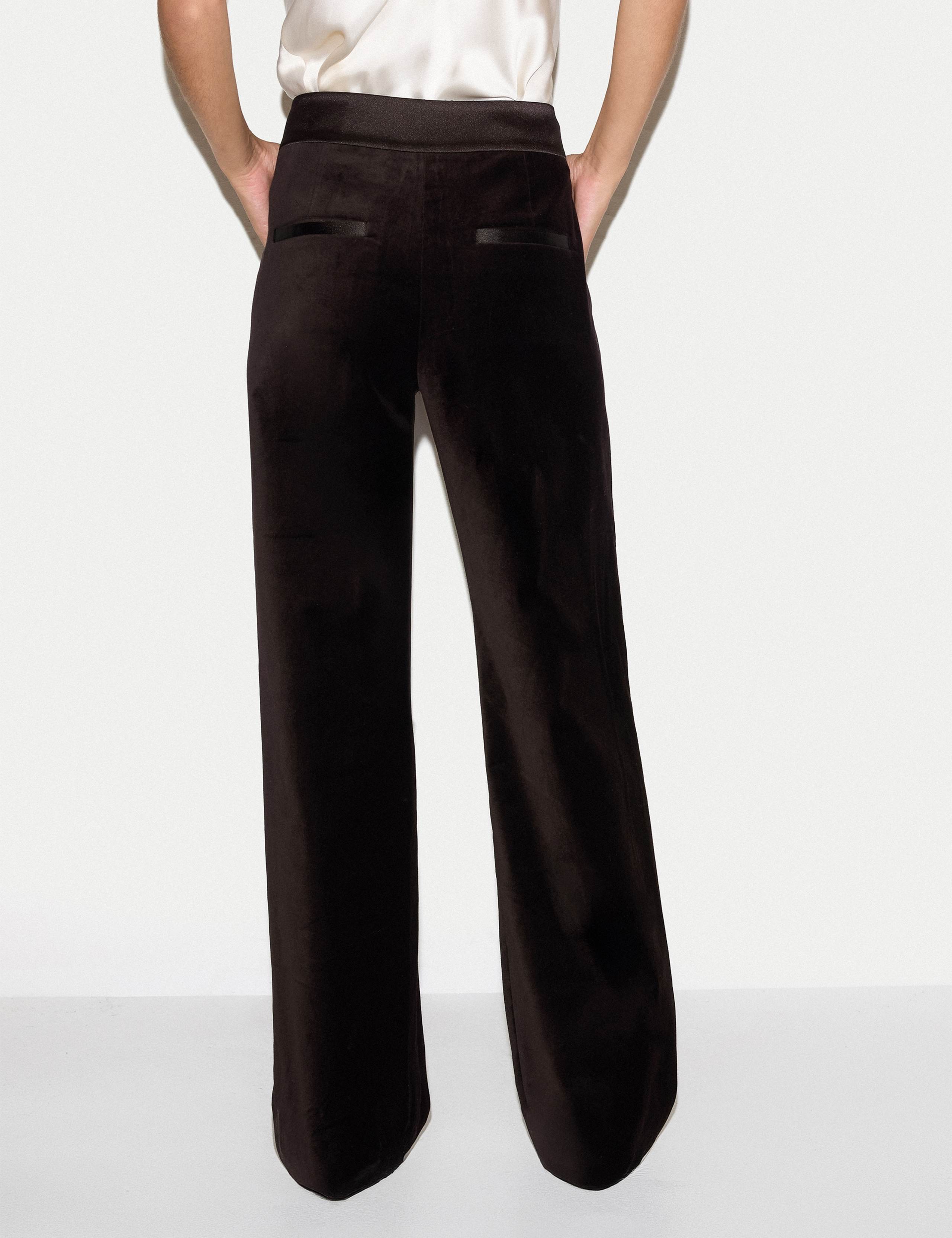 Velvet Satin Trim Straight Leg Trousers 5 of 5