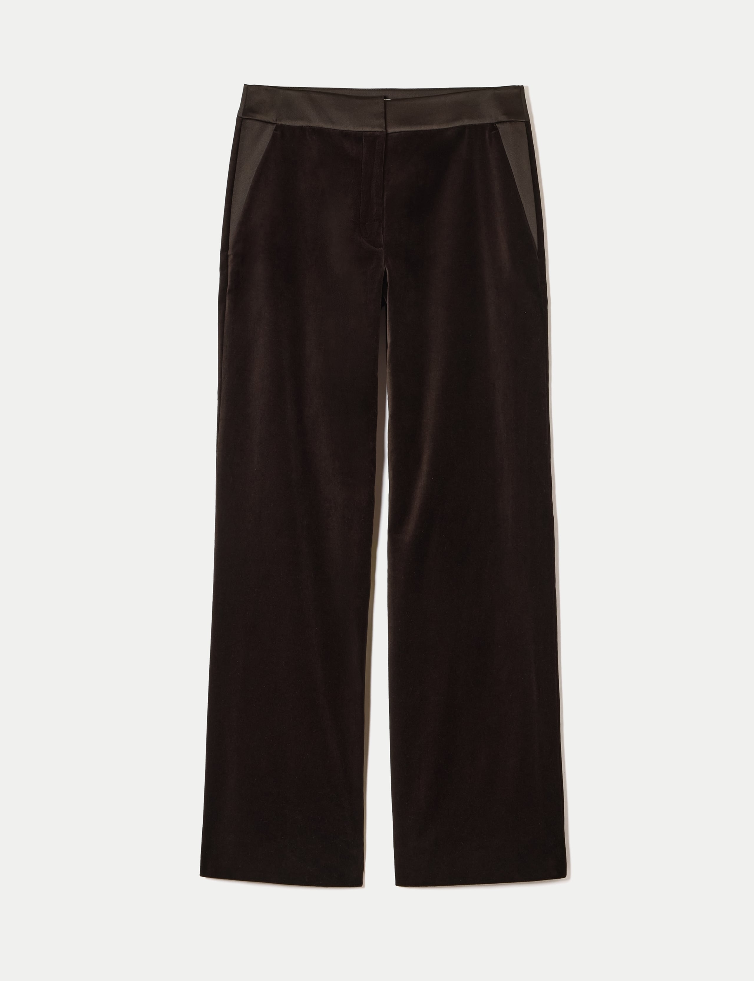 Velvet Satin Trim Straight Leg Trousers 2 of 5