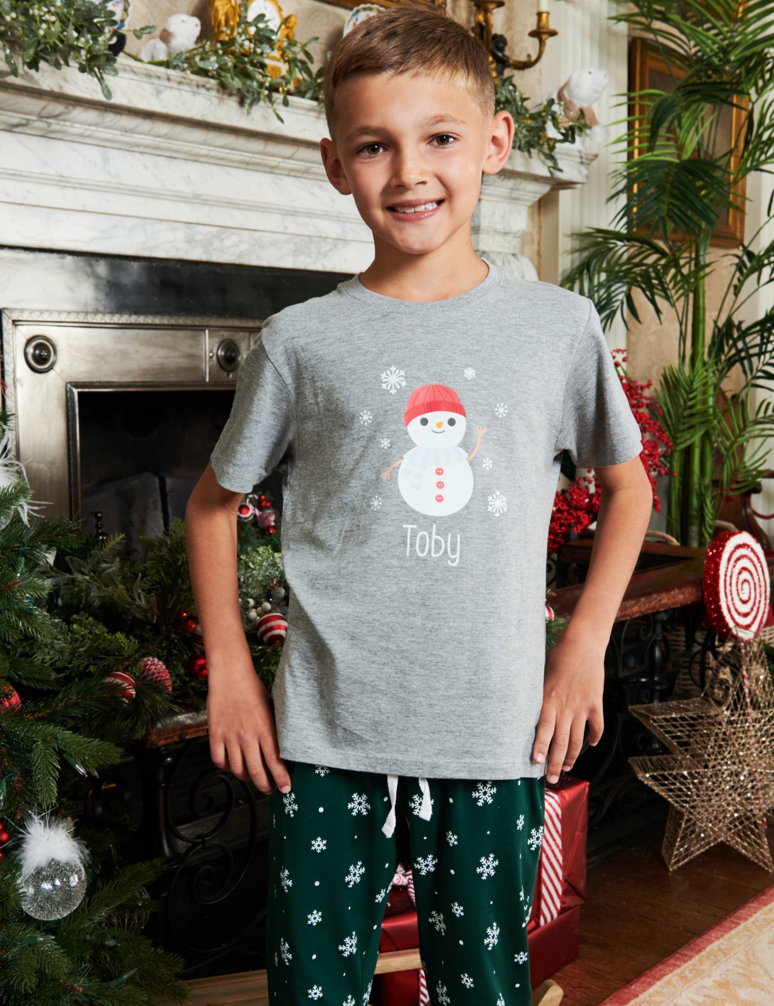 Personalised Snowman Boys Pyjamas (5-12 Yrs) 1 of 4