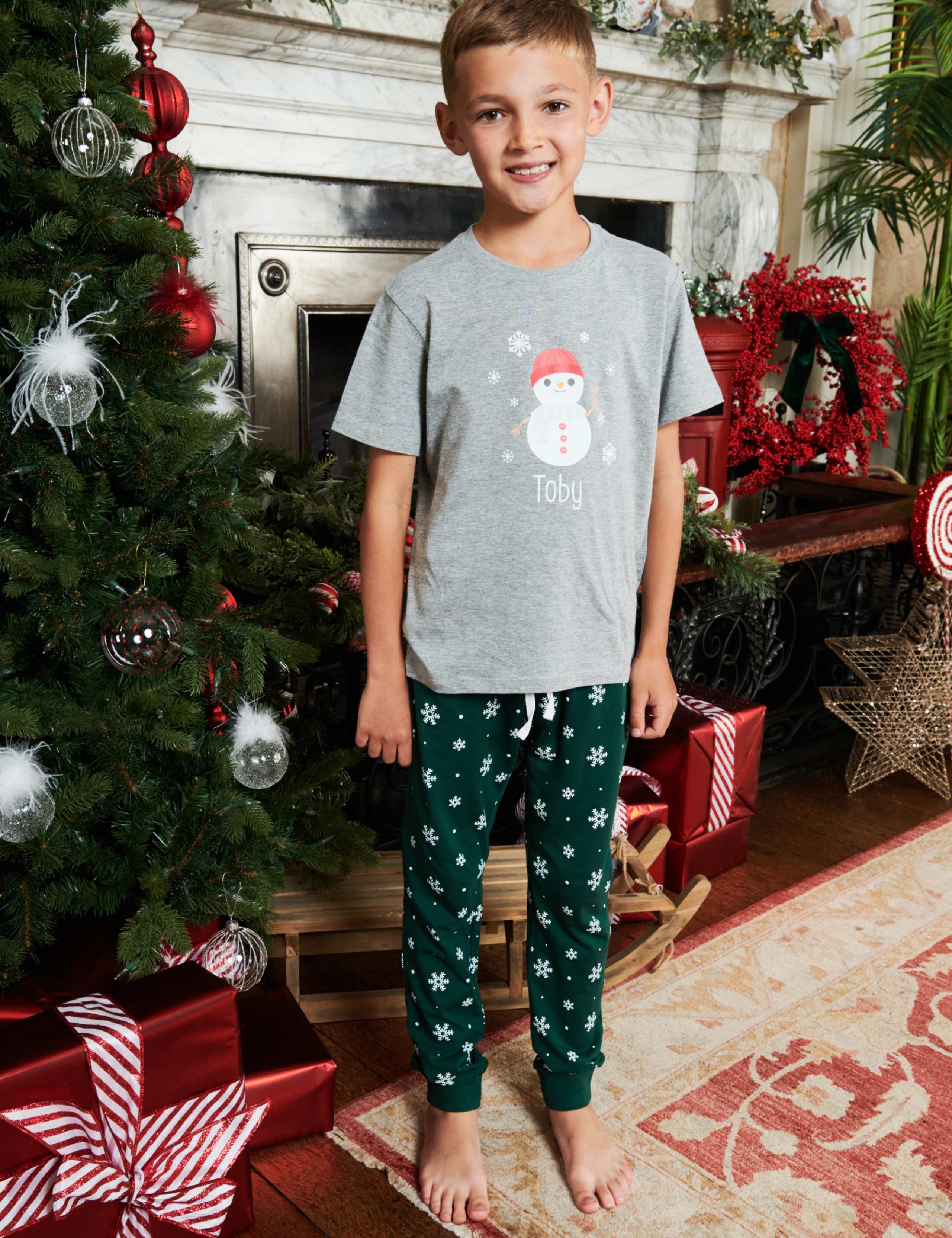 Personalised Snowman Boys Pyjamas (5-12 Yrs) 3 of 4