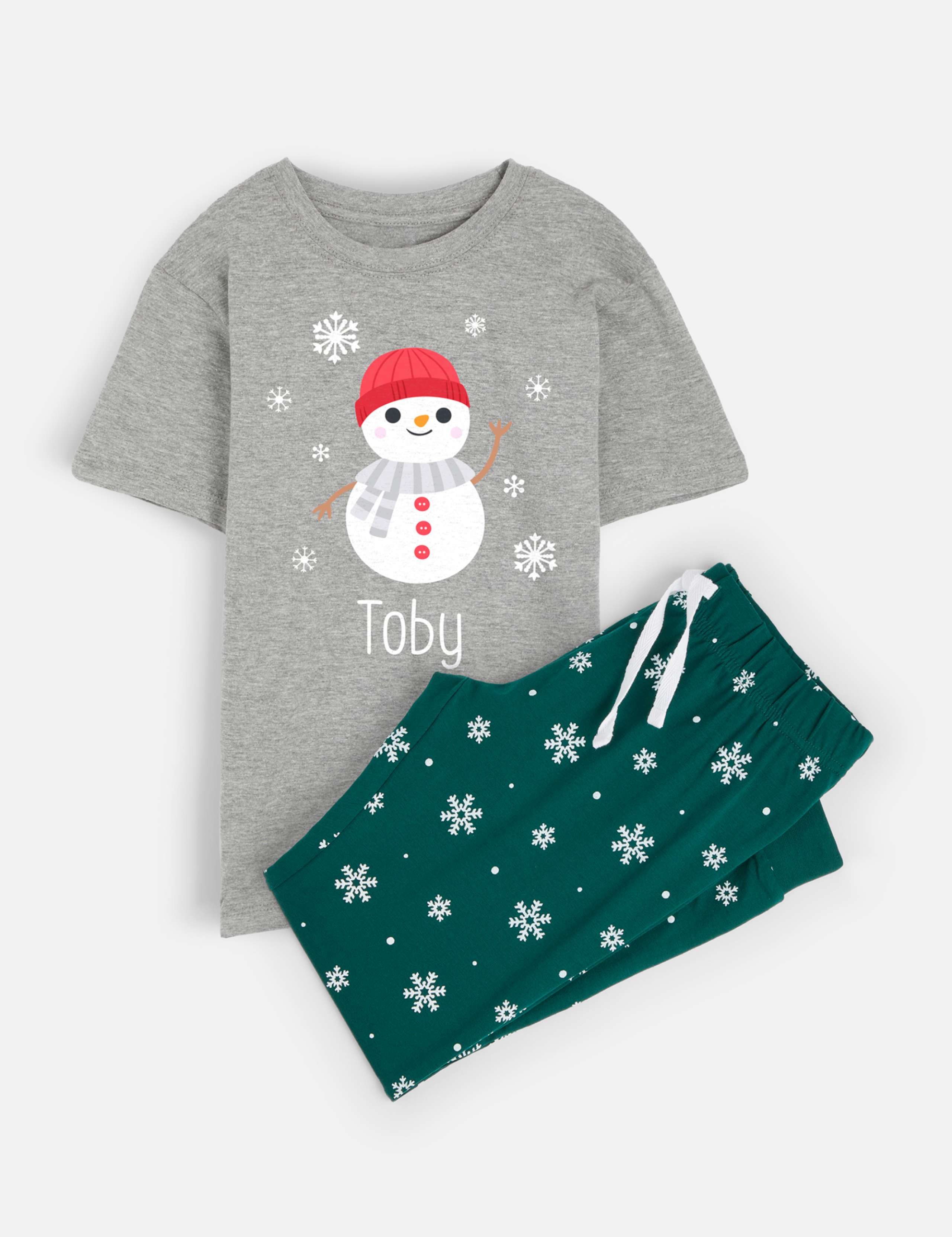 Personalised Snowman Boys Pyjamas (5-12 Yrs) 2 of 4