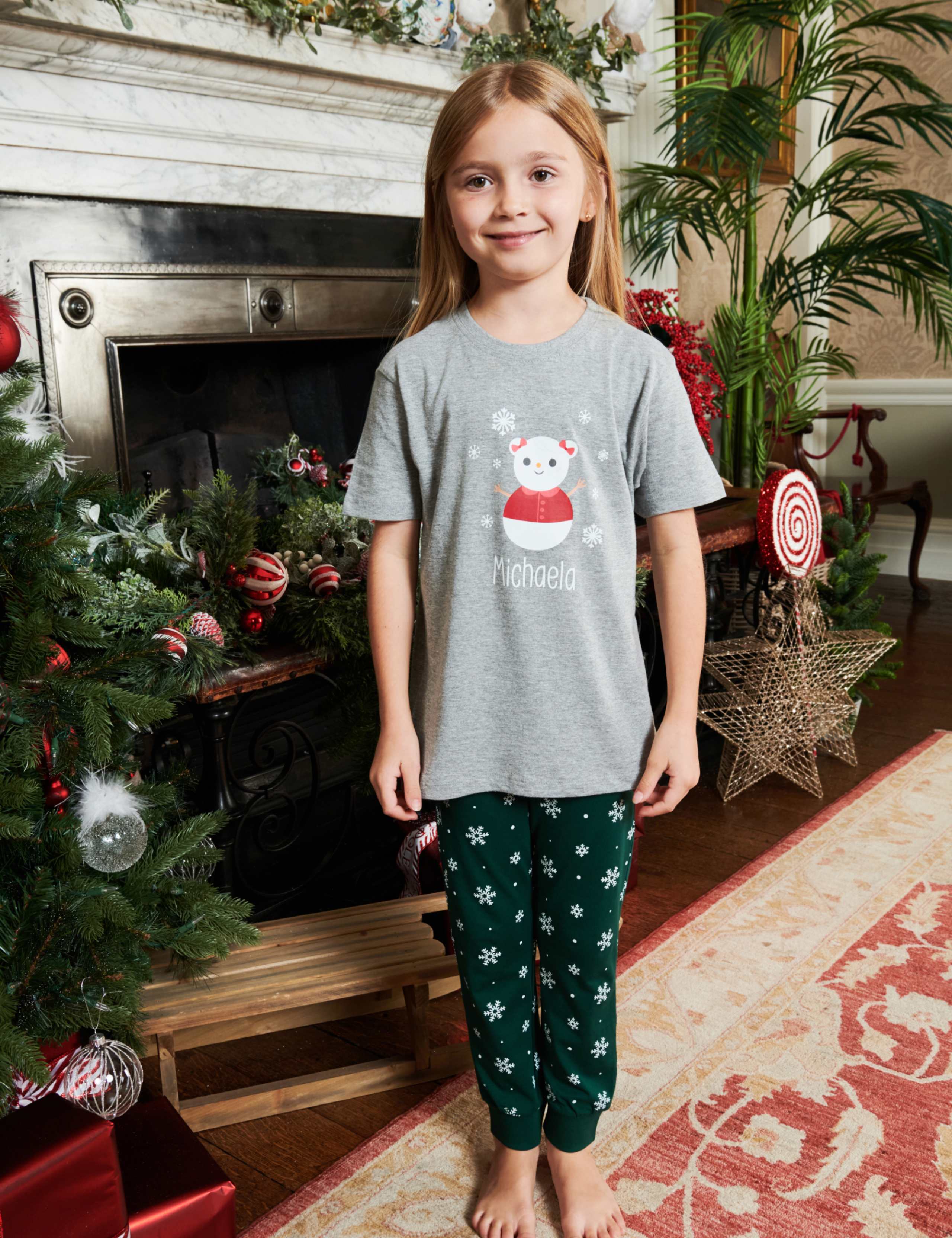 Personalised Snowman Girls Pyjamas (5-12 Yrs) 3 of 4