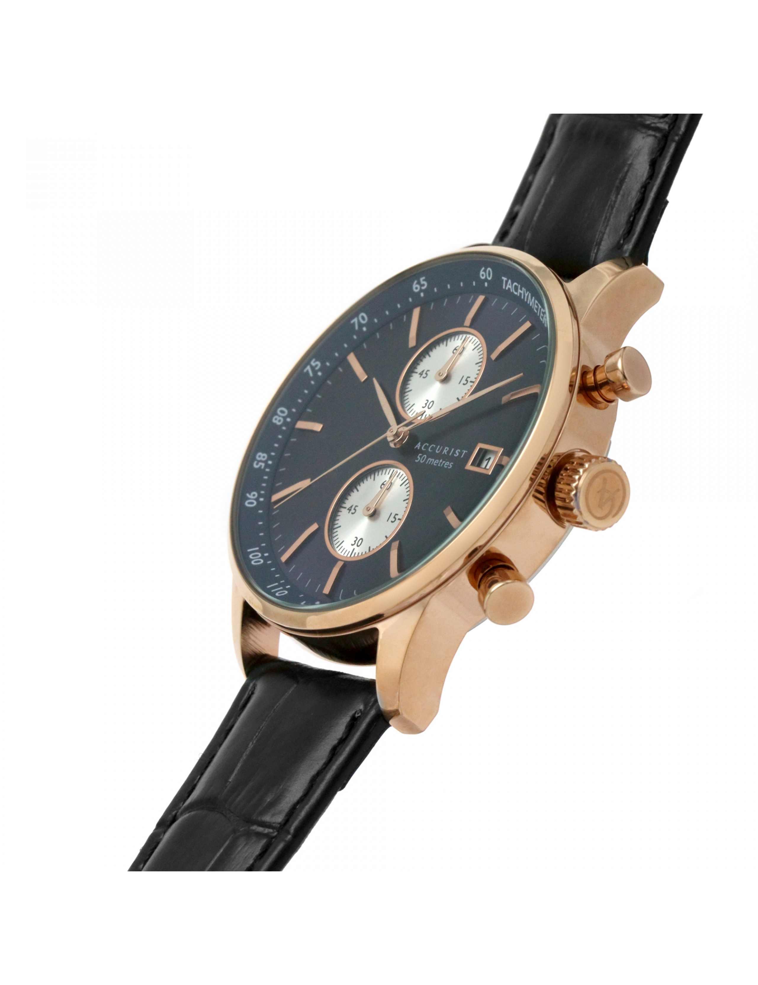 Accurist Leather Chronograph Watch 5 of 7