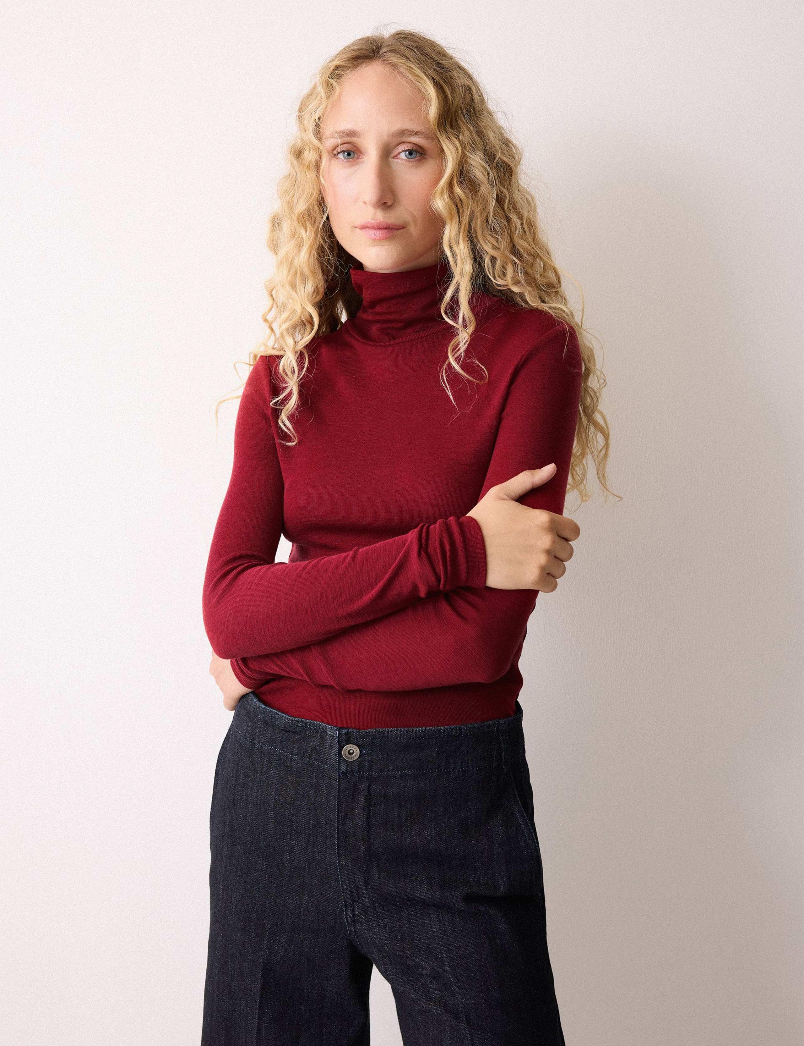 Pure Merino Wool Polo Neck Jumper 1 of 4