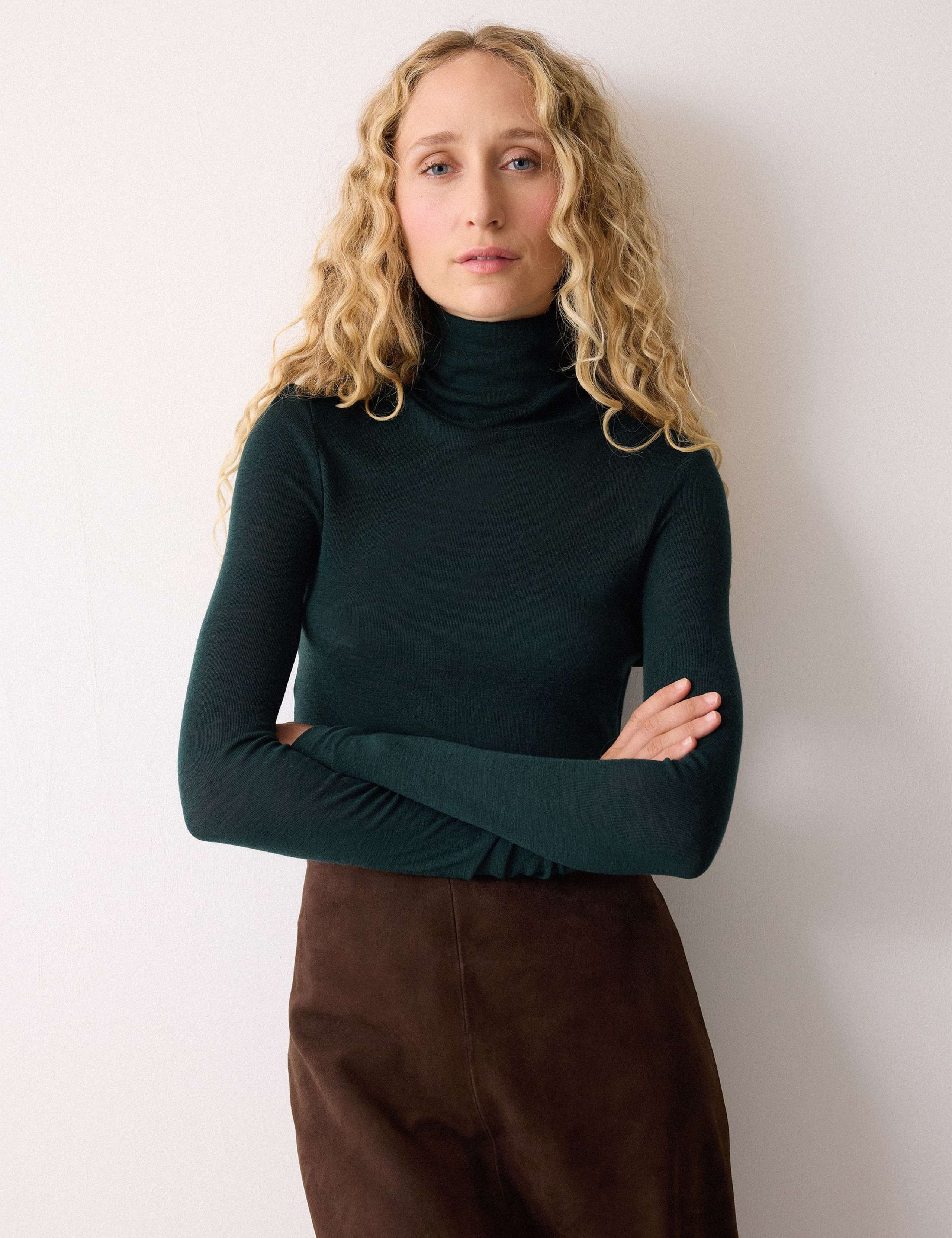Pure Merino Wool Polo Neck Jumper 1 of 5
