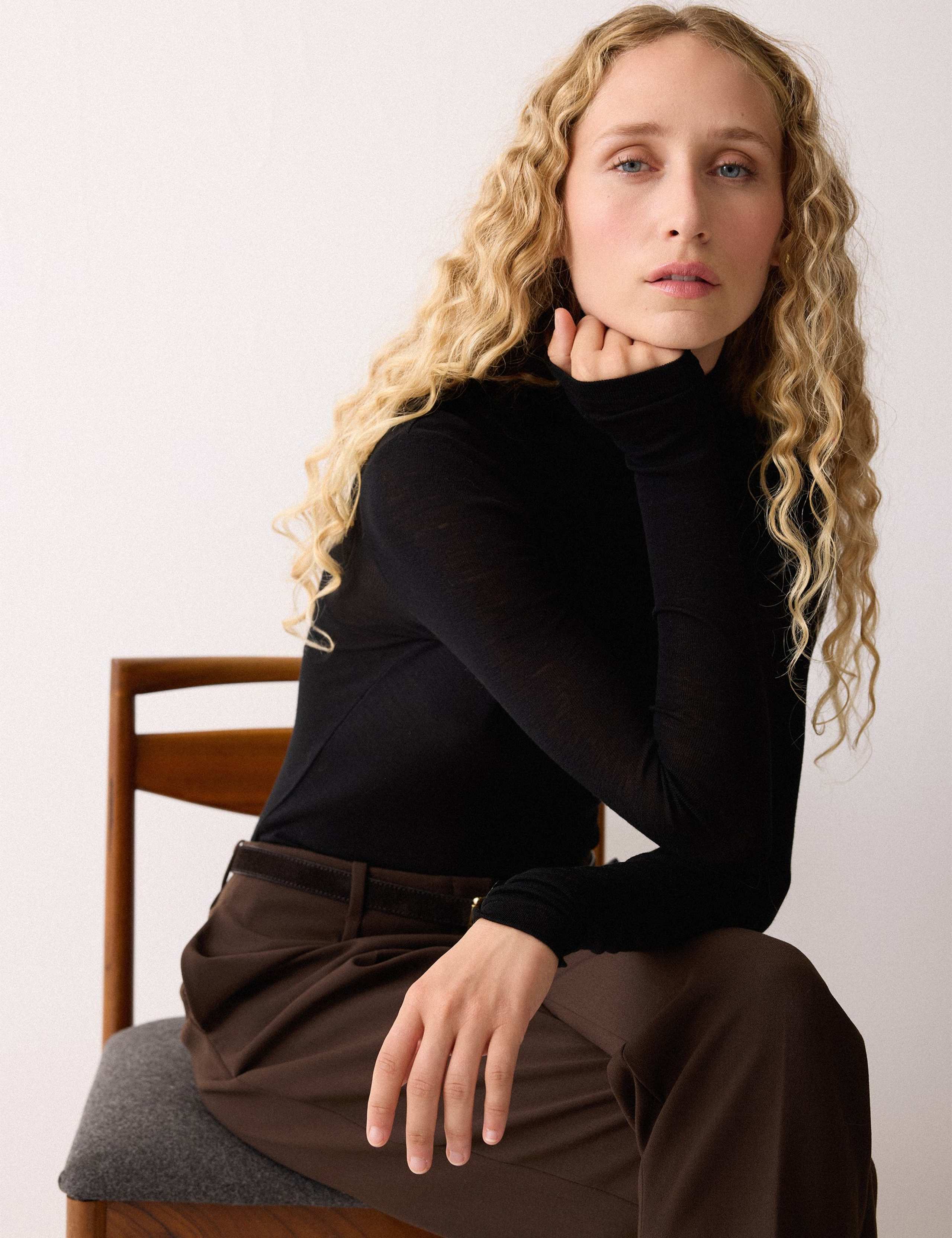 Pure Merino Wool Polo Neck Jumper 4 of 5